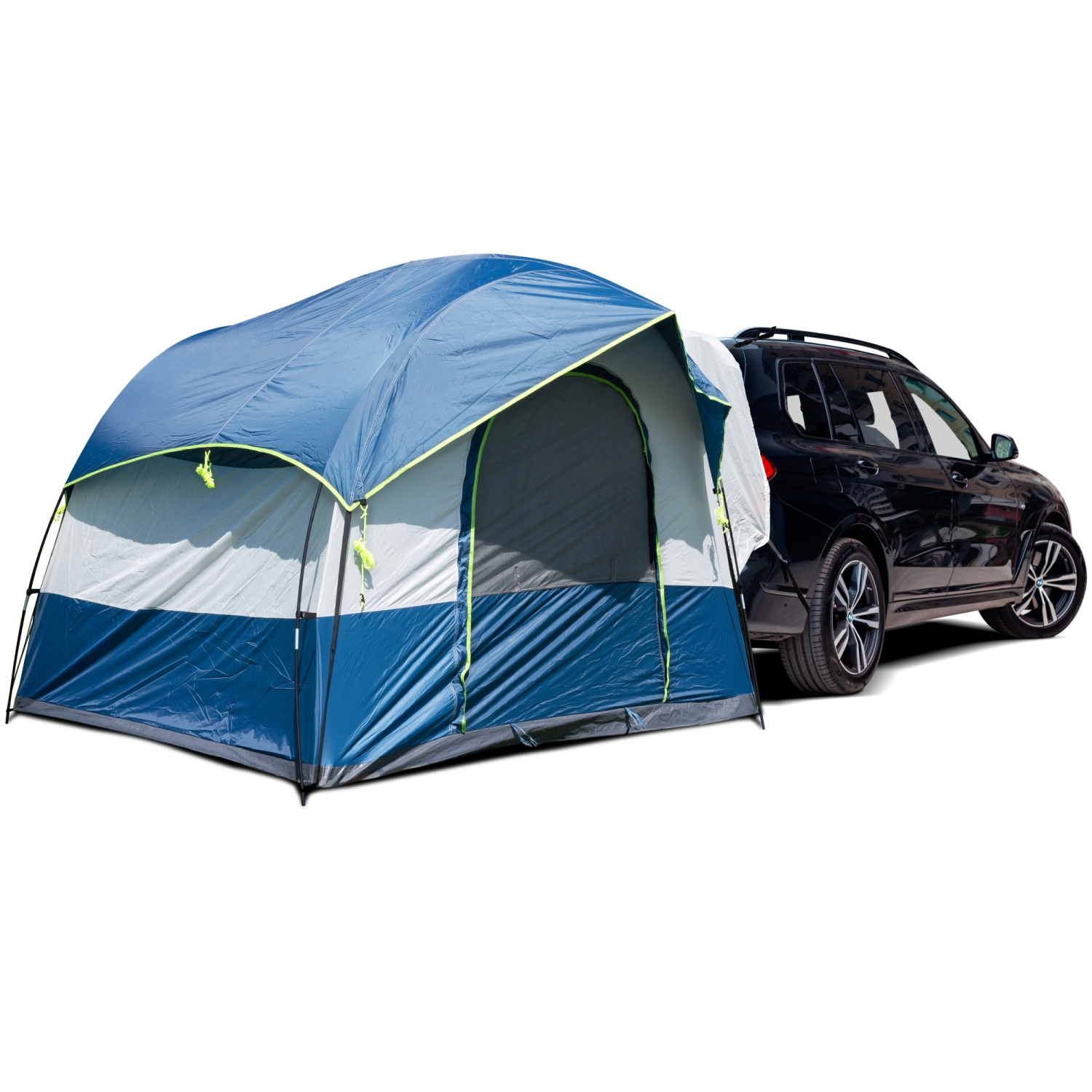 Universal SUV Camping Tent - Up to 8-Person Sleeping Capacity, Includes Rainfly and Storage Bag - Car Tent, Tailgate Tent, Glamping Tent - 8'W x 8'L x 7.2'H Gray and Blue
