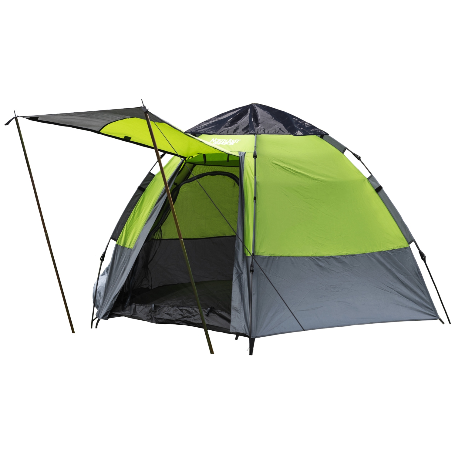 Tente de camping automatique étanche à deux couches North East Harbor pour 5 personnes, tissu hexagonal portatif avec sac de transport, vert, 8.9 pi