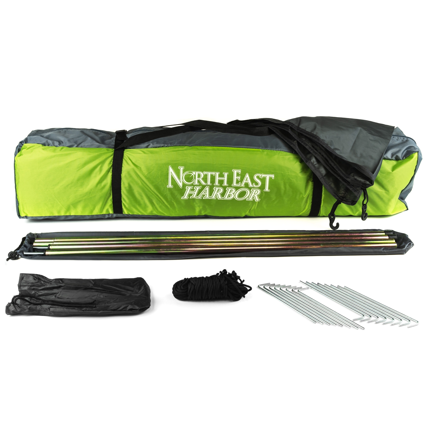 Tente de camping automatique étanche à deux couches North East Harbor pour 5 personnes, tissu hexagonal portatif avec sac de transport, vert, 8.9 pi