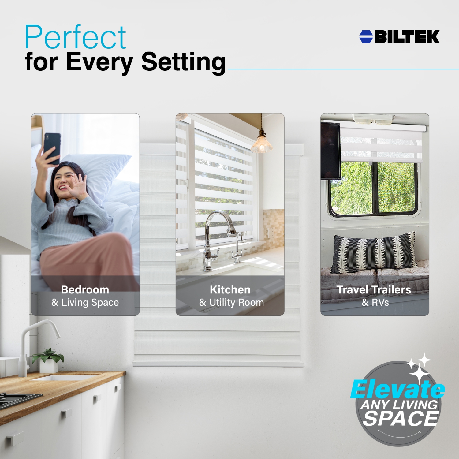 Stores sans fil à lamelles en forme de zèbre avec deux couches : Stores Unis et diaphane. Blanc, 34 larg. X 72 haut.