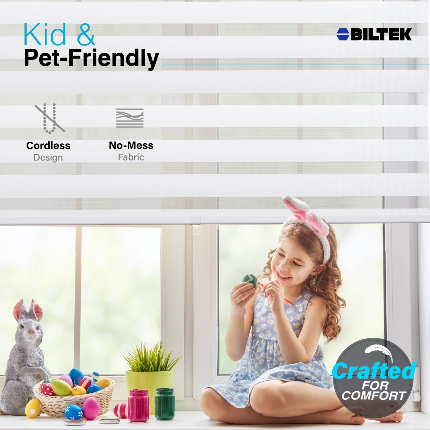 Stores sans fil à lamelles en forme de zèbre avec deux couches : Stores Unis et diaphane. Blanc, 34 larg. X 72 haut.