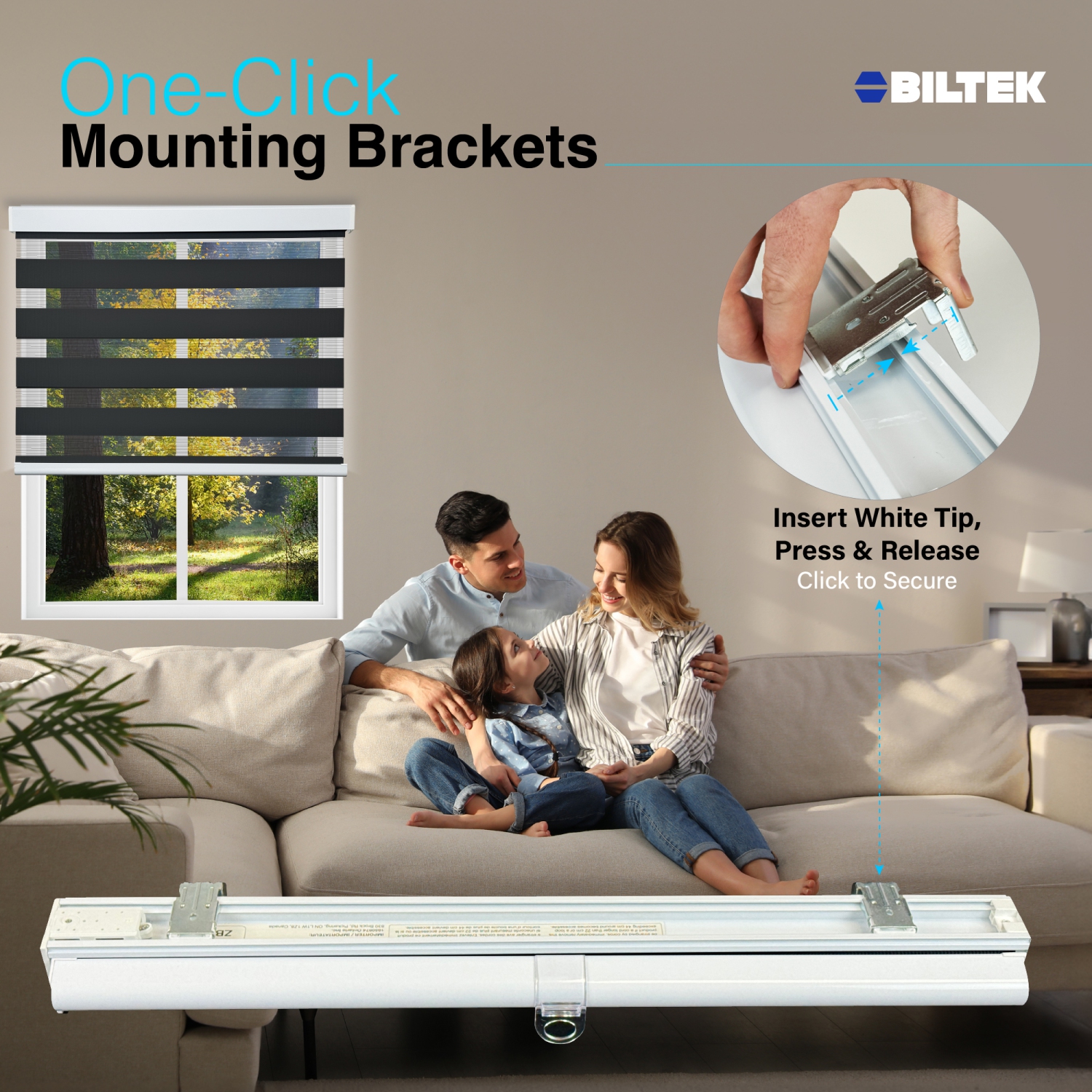 Zebra Cordless Window Blinds, Dual Layered Light Filtering Roller Shades, Easy Install Blinds, Indoor Home Decor, Pull-Down Shades for Windows, Light