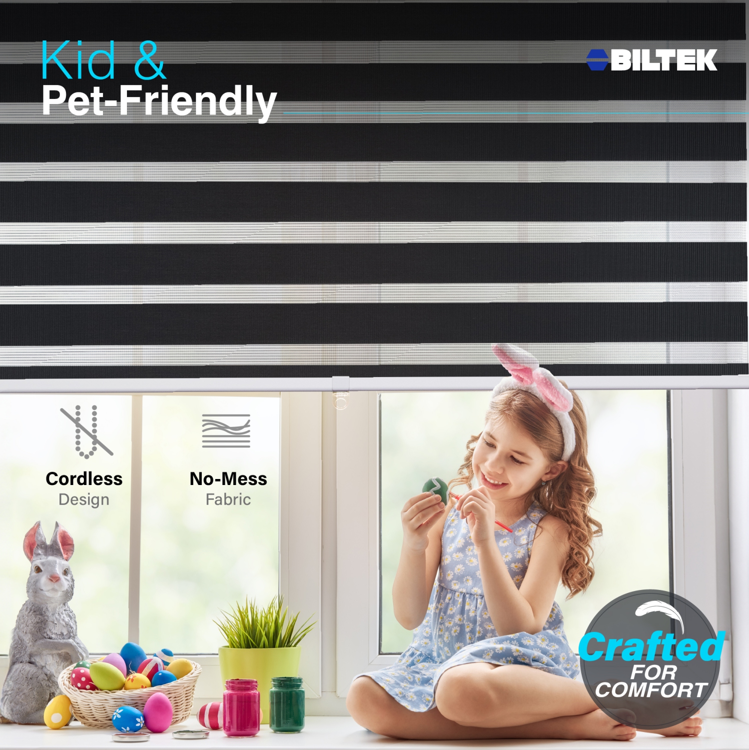 Zebra Cordless Window Blinds, Dual Layered Light Filtering Roller Shades, Easy Install Blinds, Indoor Home Decor, Pull-Down Shades for Windows, Light