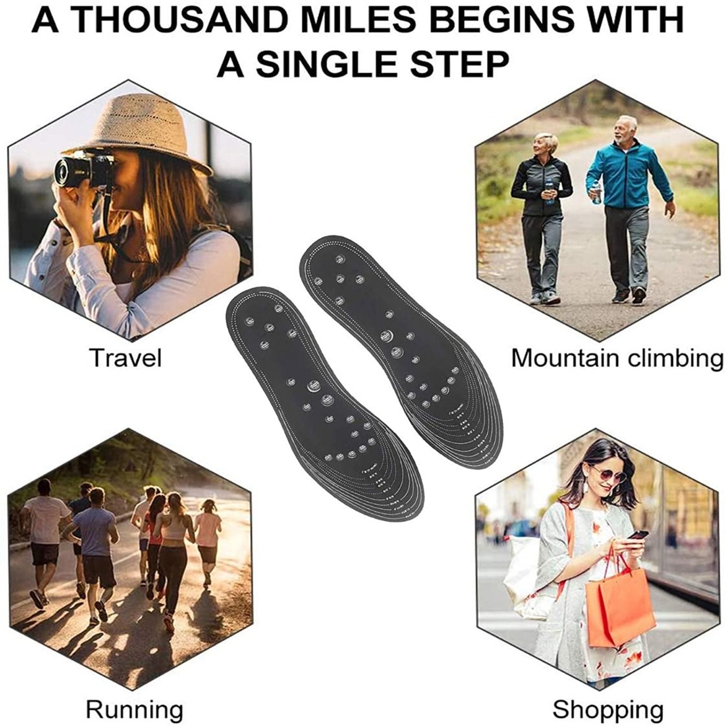 1 Pair Acupressure Magnetic Massage Foot Therapy Reflexology Pain Relief Shoe Insoles