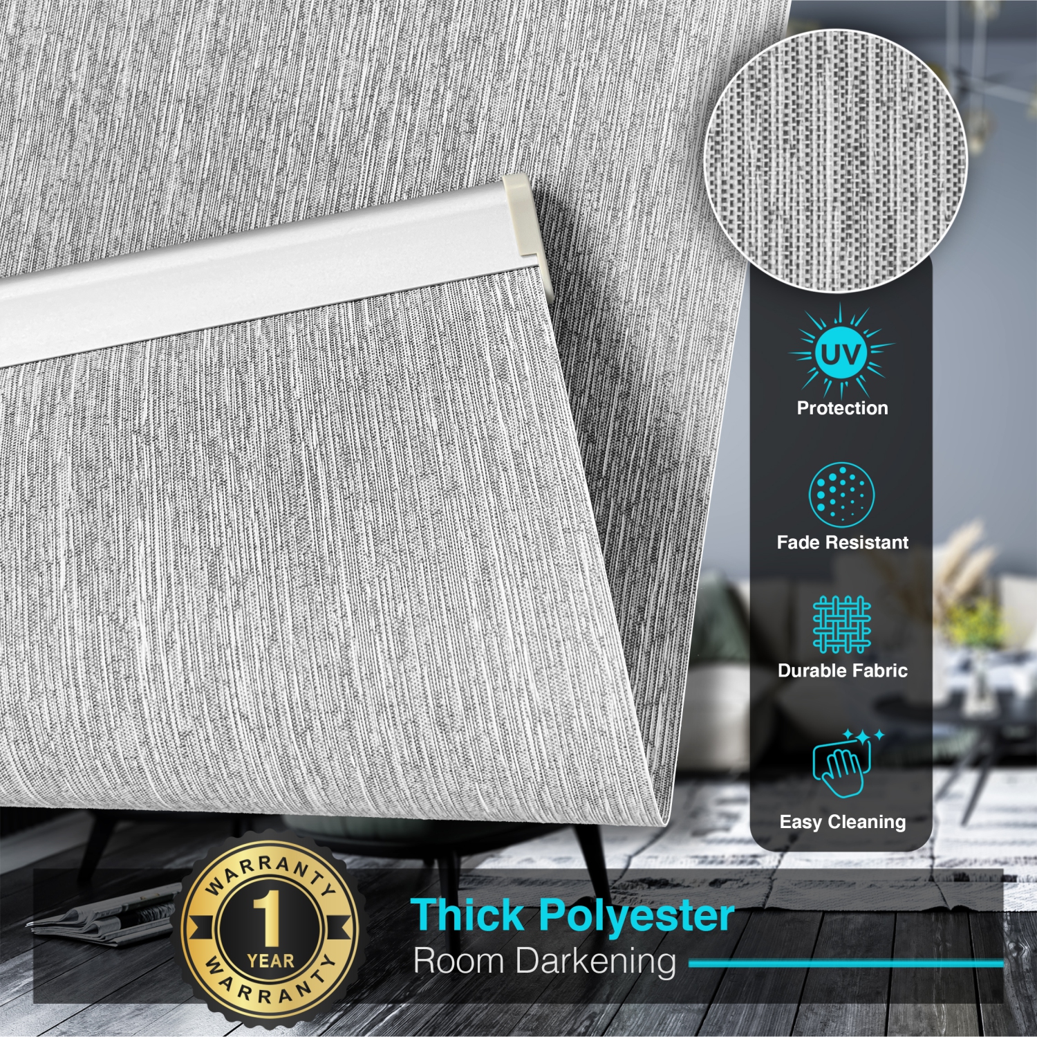 Stores intelligents pour Windows Light Filtering Blinds et stores roulants motorisés d’stores électriques avec télécommande, stores de fenêtre de 48