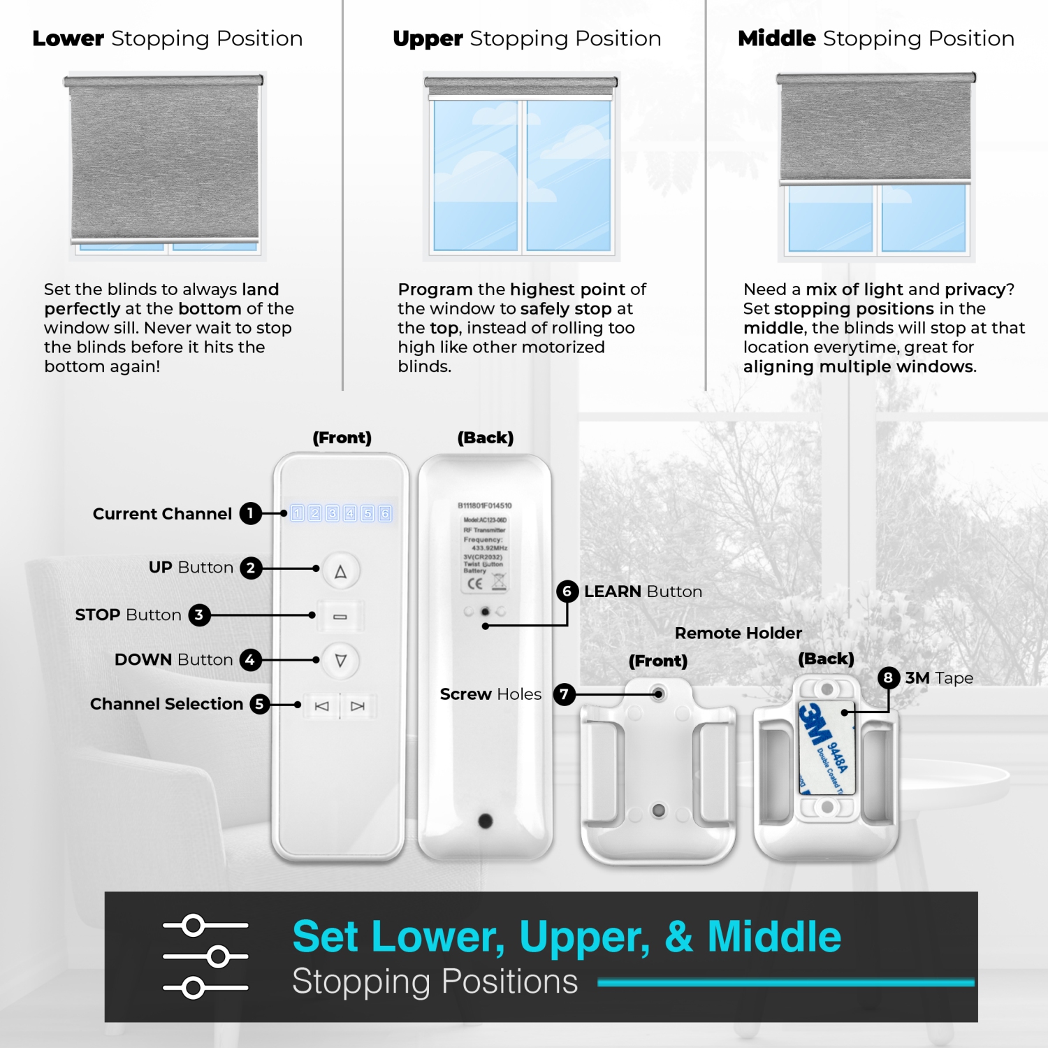 Stores intelligents pour fenêtres filtres de lumière stores roulants motorisés stores et stores sans fil stores électriques avec télécommande, stores