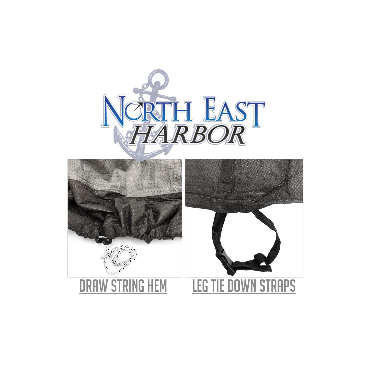 North East Harbor Outdoor Patio Chair Furniture Cover - Breathable Material, Sunray Protected, and Weather Resistant Storage Cover - Gray with Black