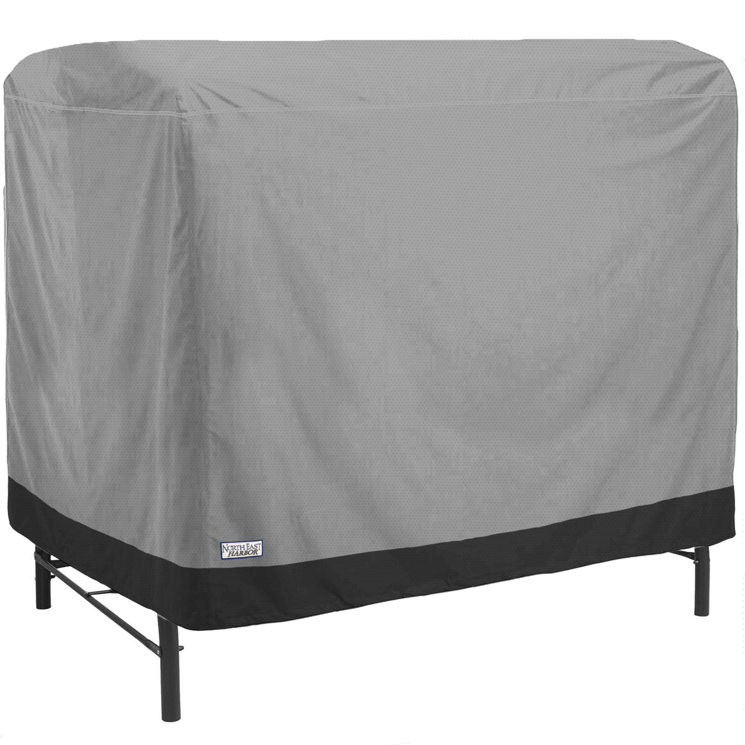 North East Harbor Outdoor 2-Seater Patio Canopy Swing Cover - 78"L x 60"W x 56"H - Breathable Material, Sunray Protected, and Weather Resistant Storage Cover, Gray with Black Hem