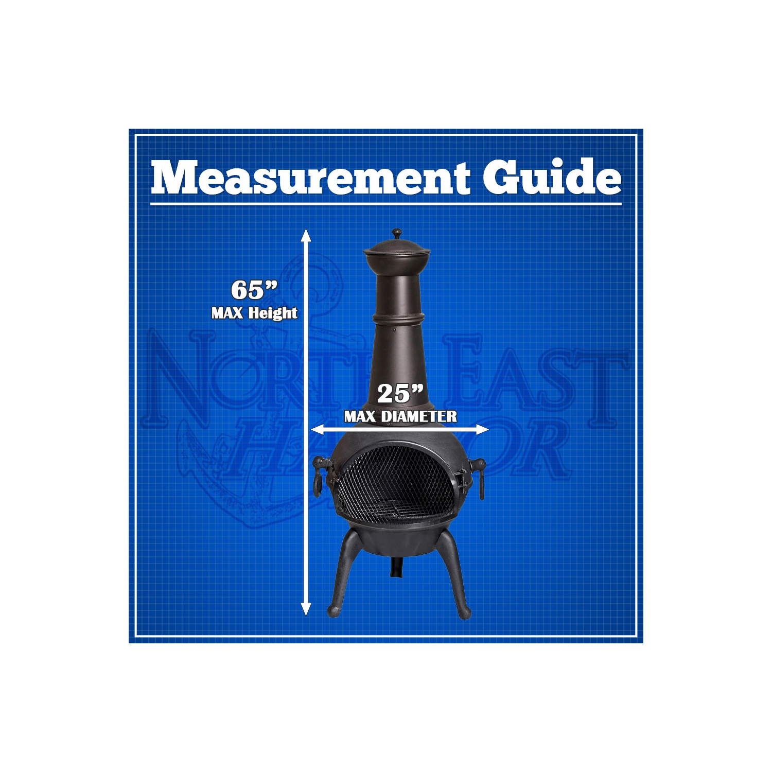 North East Harbor Outdoor Patio Chiminea Cover - 25" Diameter x 65" Height - Breathable Material, Sunray Protected, and Weather Resistant Storage