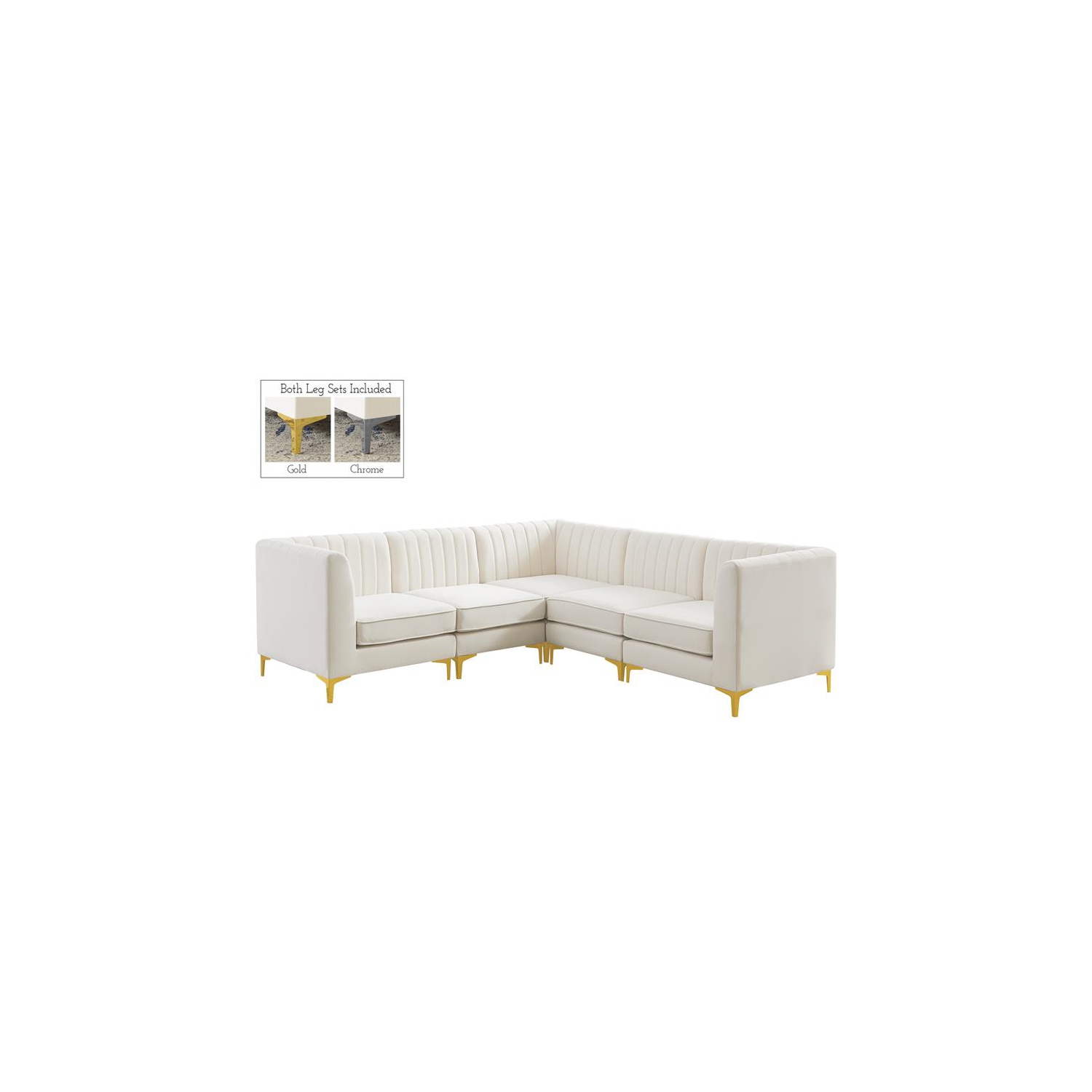 Meridian Furniture Alina Cream Velvet Modular Sectional