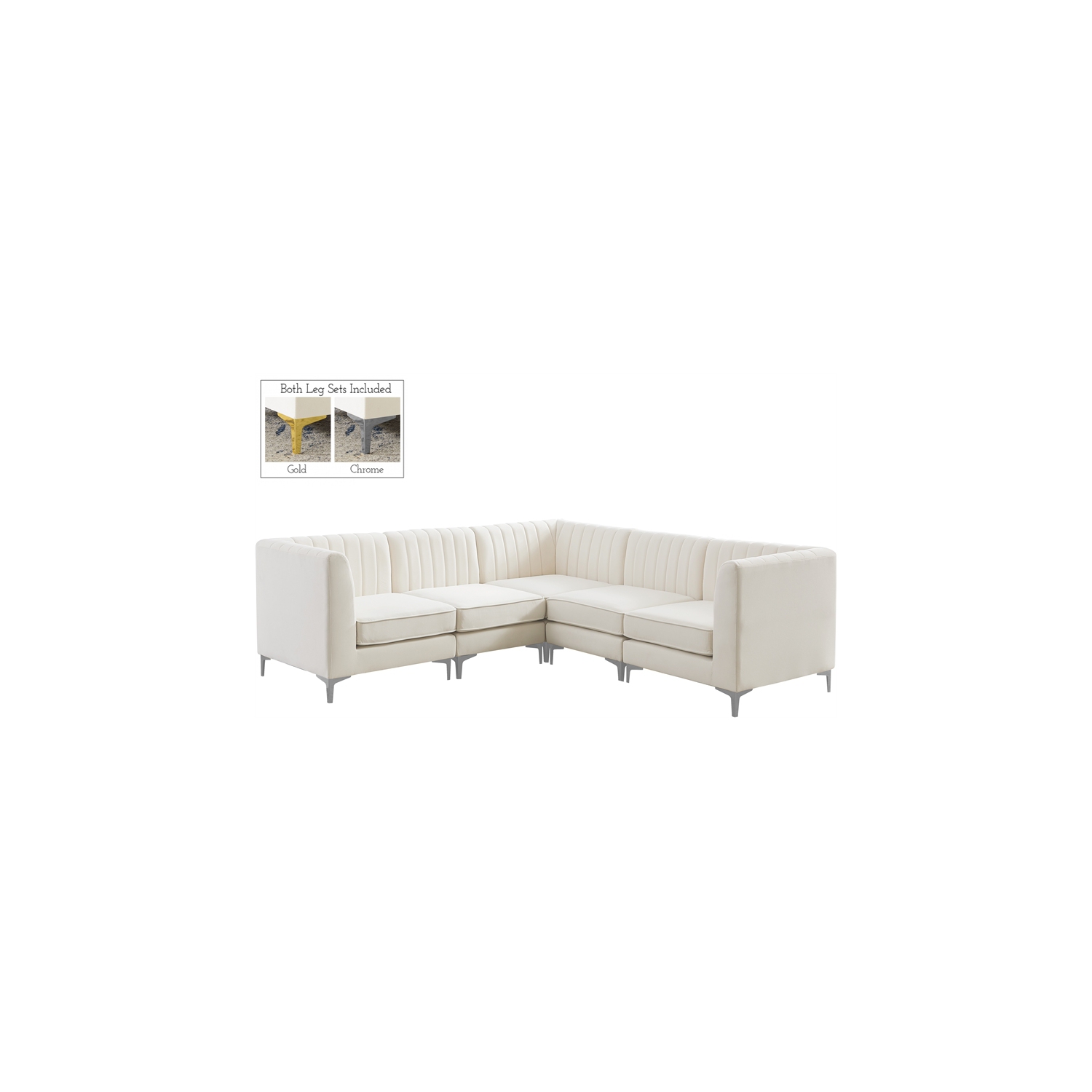 Meridian Furniture Alina Cream Velvet Modular Sectional