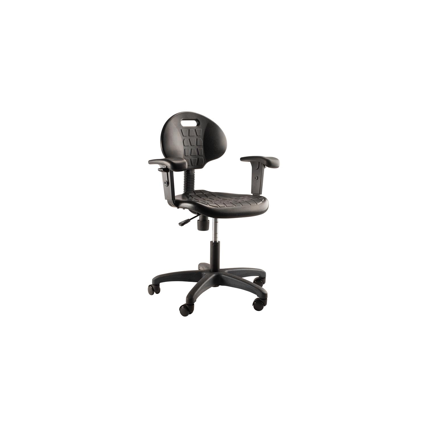 Fauteuil de bureau moderne en polyuréthane de 16 à 21 po avec accoudoirs de la série 6700 de NPS en noir