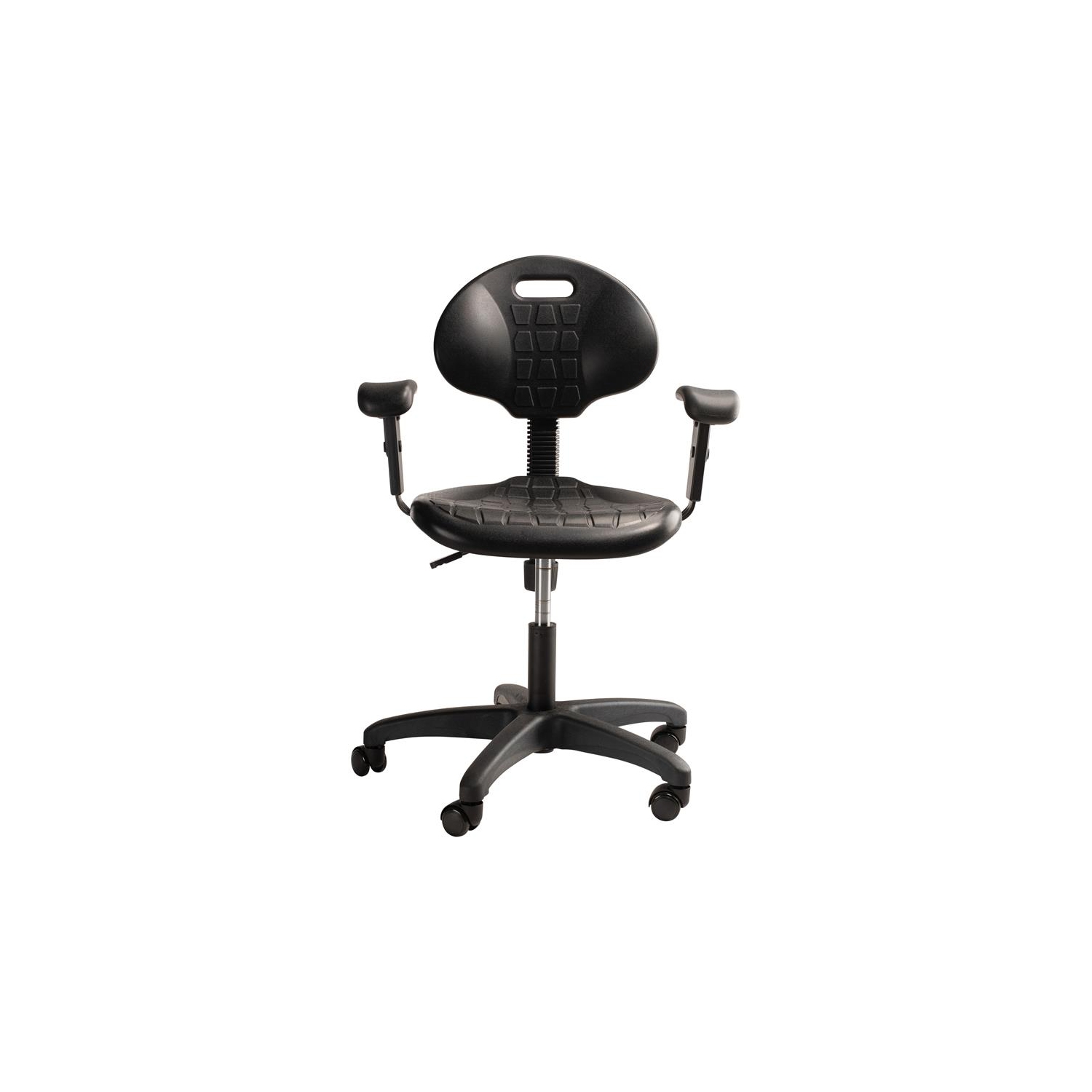 Fauteuil de bureau moderne en polyuréthane de 16 à 21 po avec accoudoirs de la série 6700 de NPS en noir