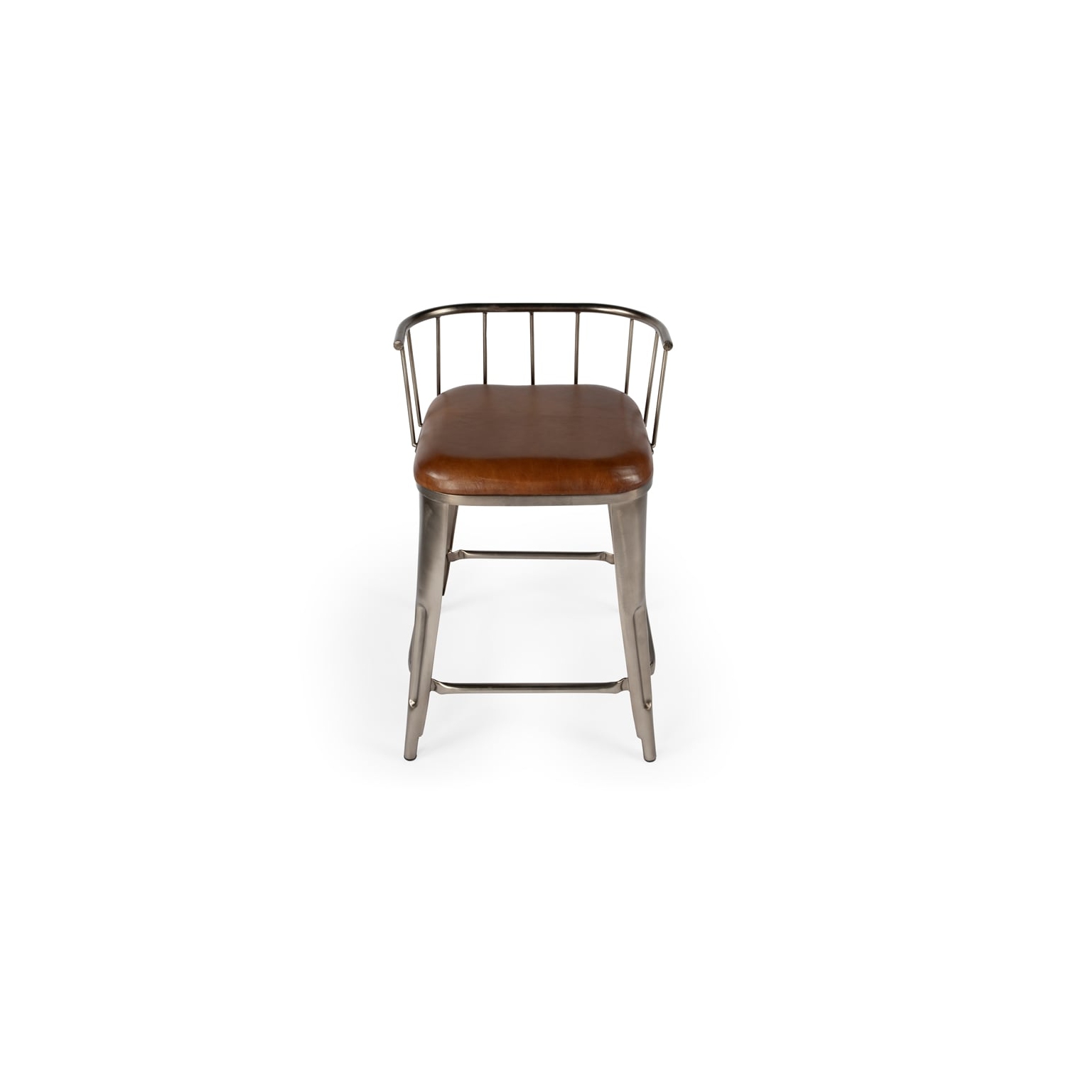 Tabouret de comptoir en cuir et fer à repasser coriandre - Brun