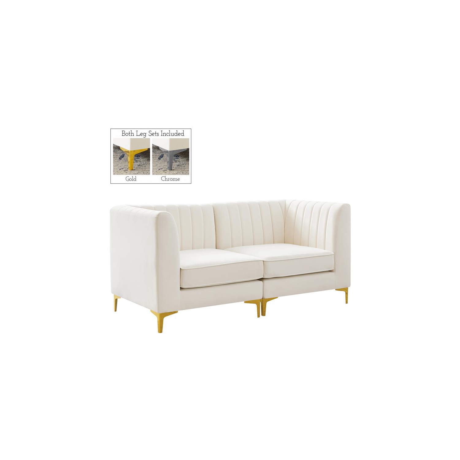 Meridian Furniture Alina Cream Velvet Modular Sofa