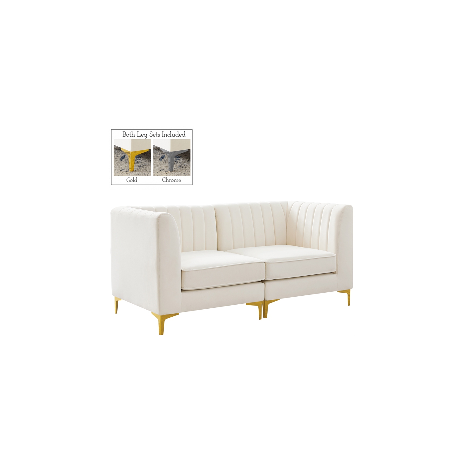 Meridian Furniture Alina Cream Velvet Modular Sofa