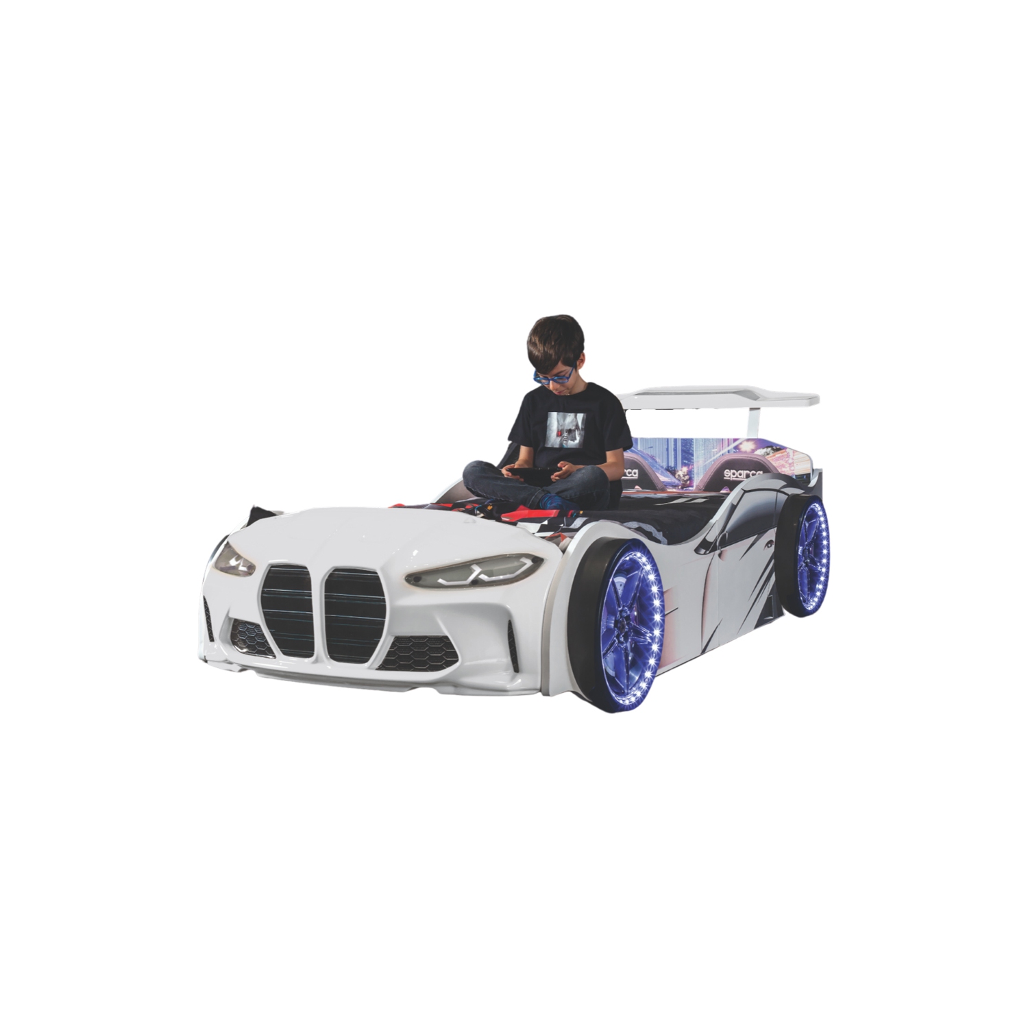 CaKidsRoom' GTX Race Car Bed w/LED Lights & Sound Effects