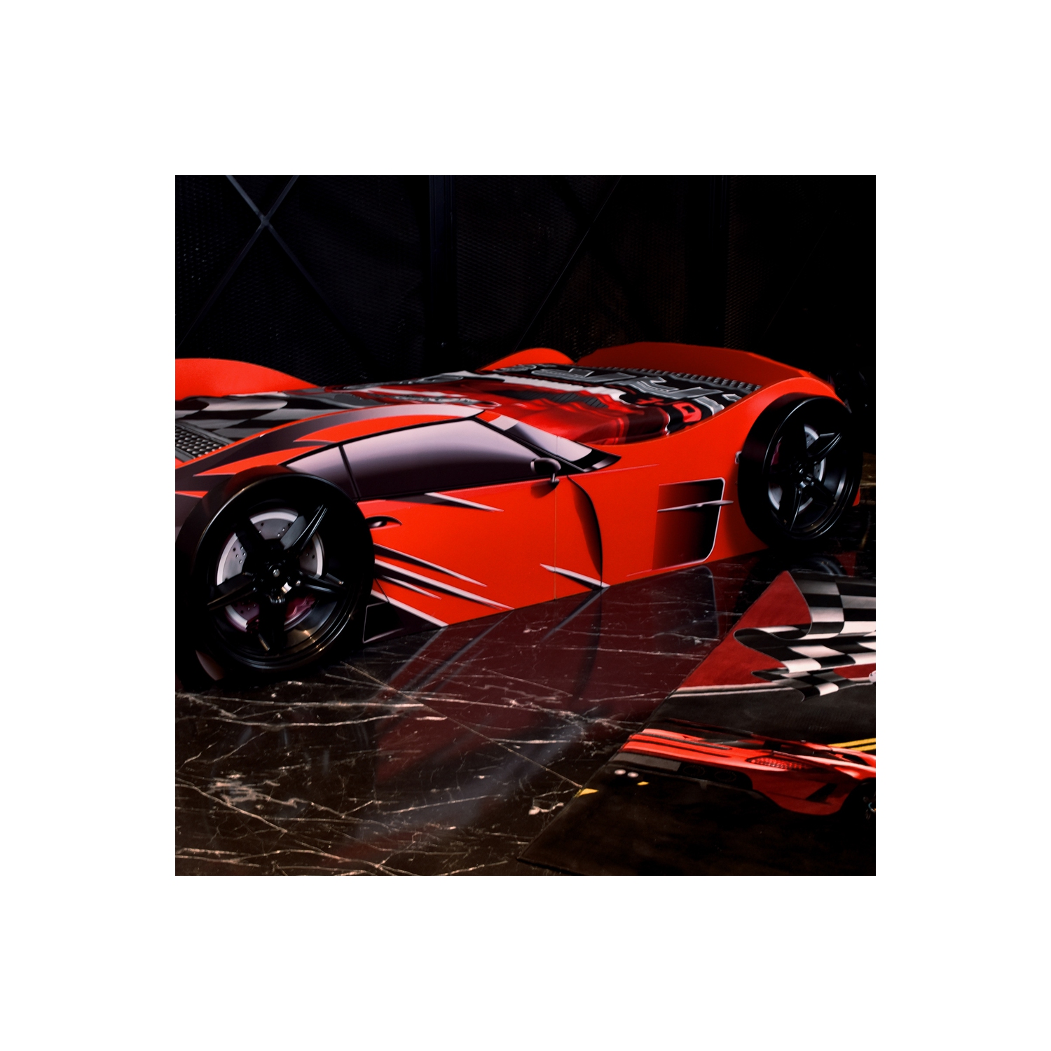 CaKidsRoom' GTX Race Car Bed w/LED Lights & Sound Effects