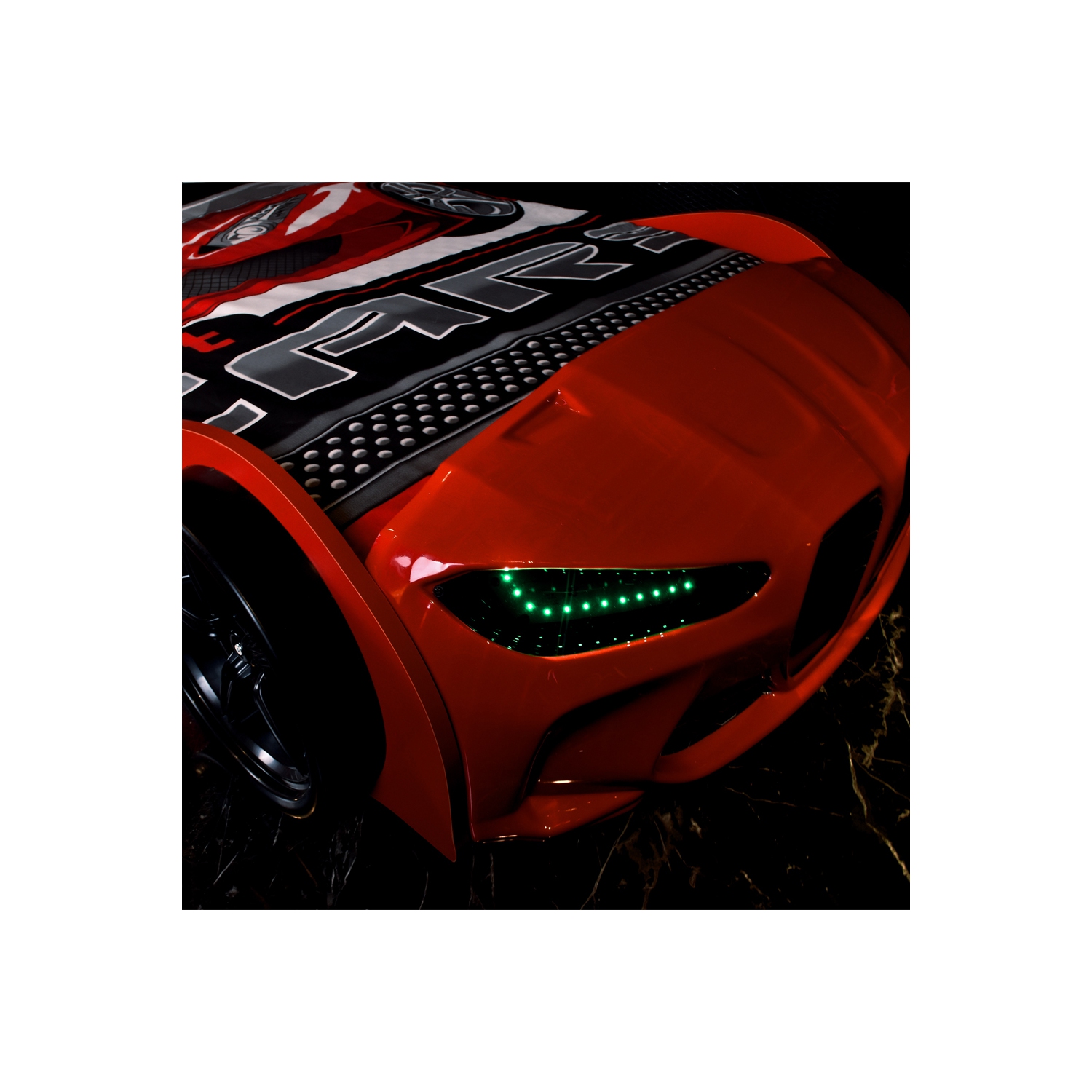 CaKidsRoom' GTX Race Car Bed w/LED Lights & Sound Effects