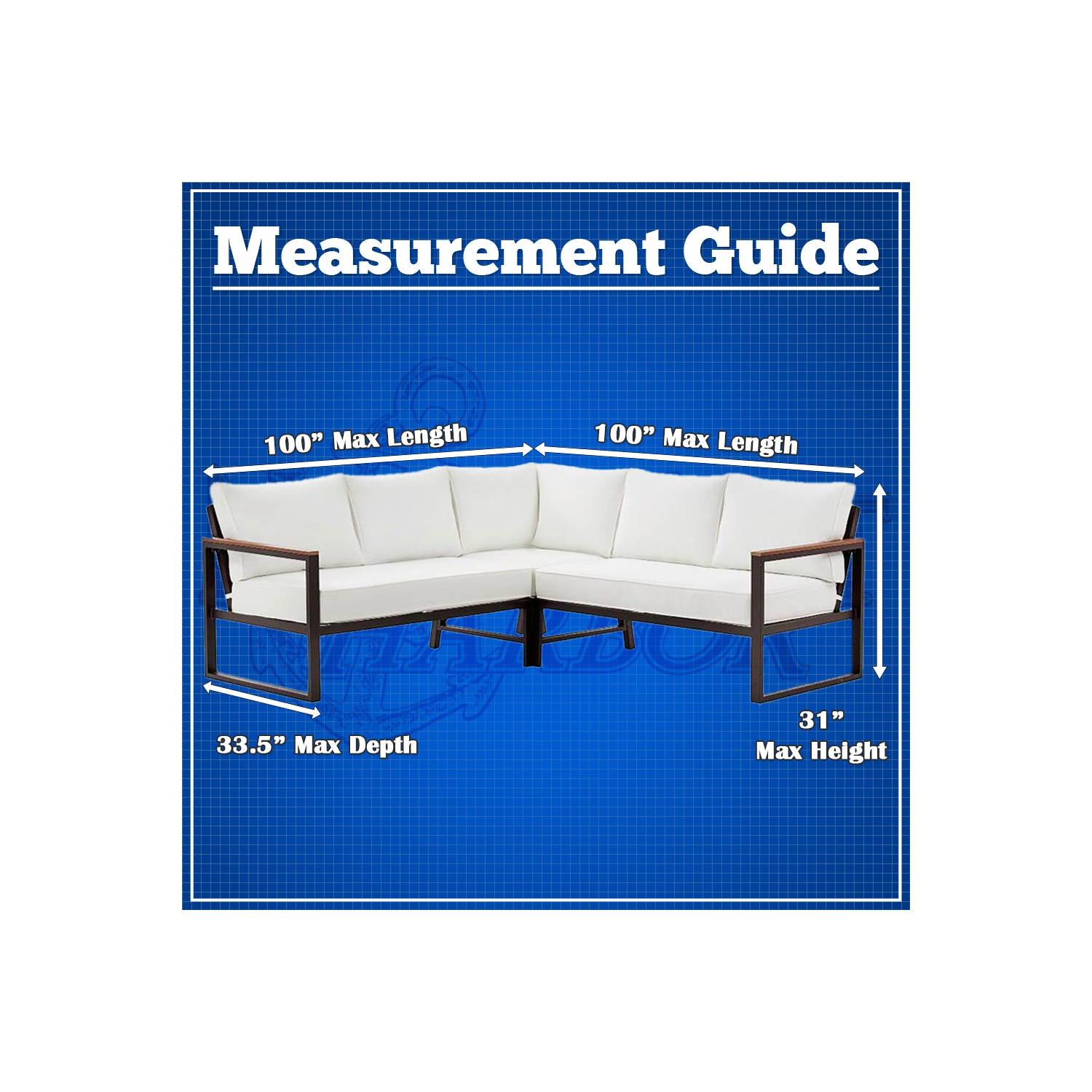 North East Harbor Patio V-Shape Sofa Cover, Veranda Couch Outdoor Furniture Protection, Breathable Material, Weather Resistant Fabric, Gray, 100"L x