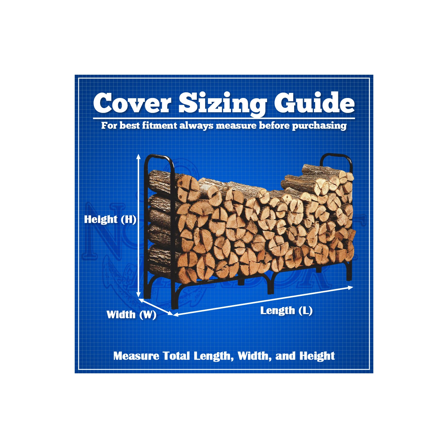 North East Harbor Outdoor Firewood Log Rack Cover - 96"L x 24"W x 42"H - Sunray Protected, and Weather Resistant Storage Cover - Black