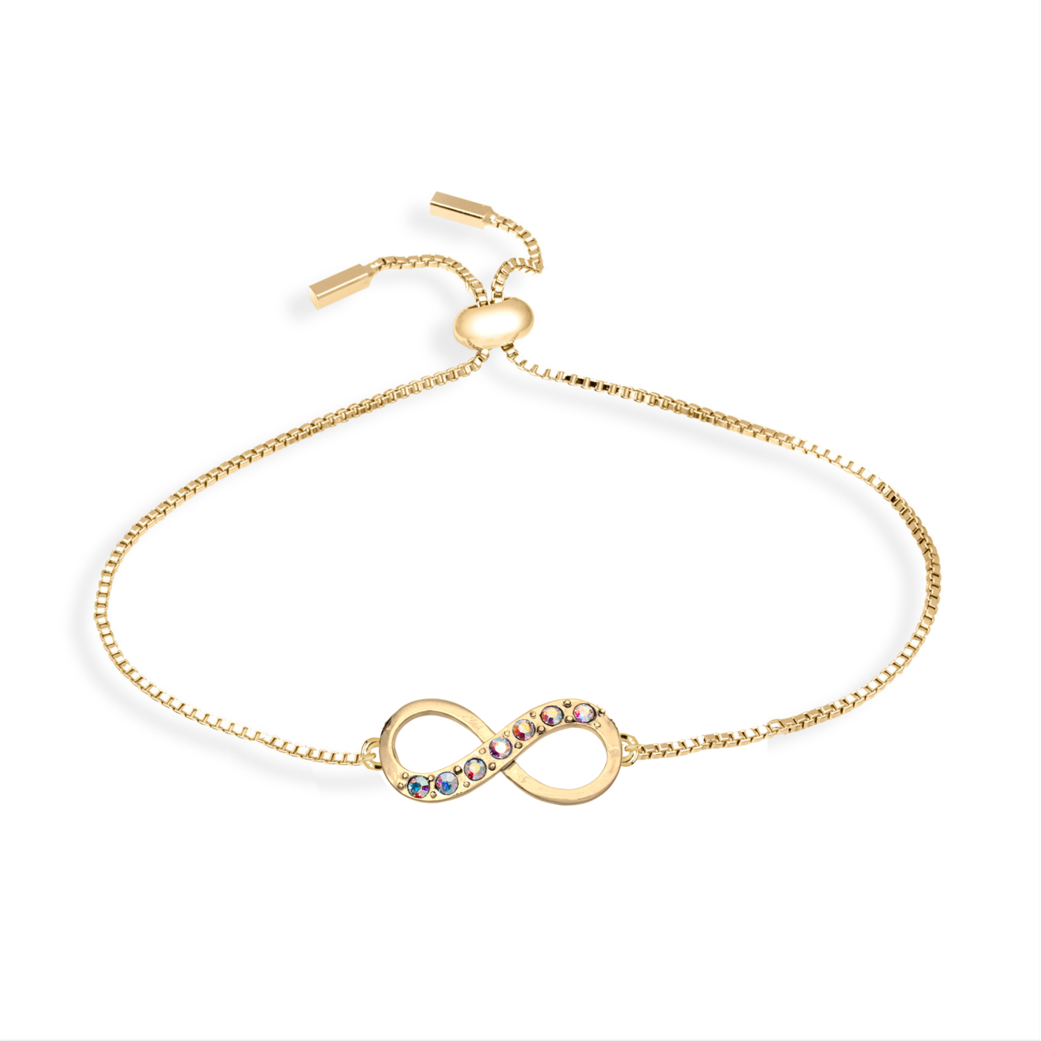 Bracelet autrichien cristal autrichien classique avec symbole infini de calURA, ton or - sur carte des Fêtes