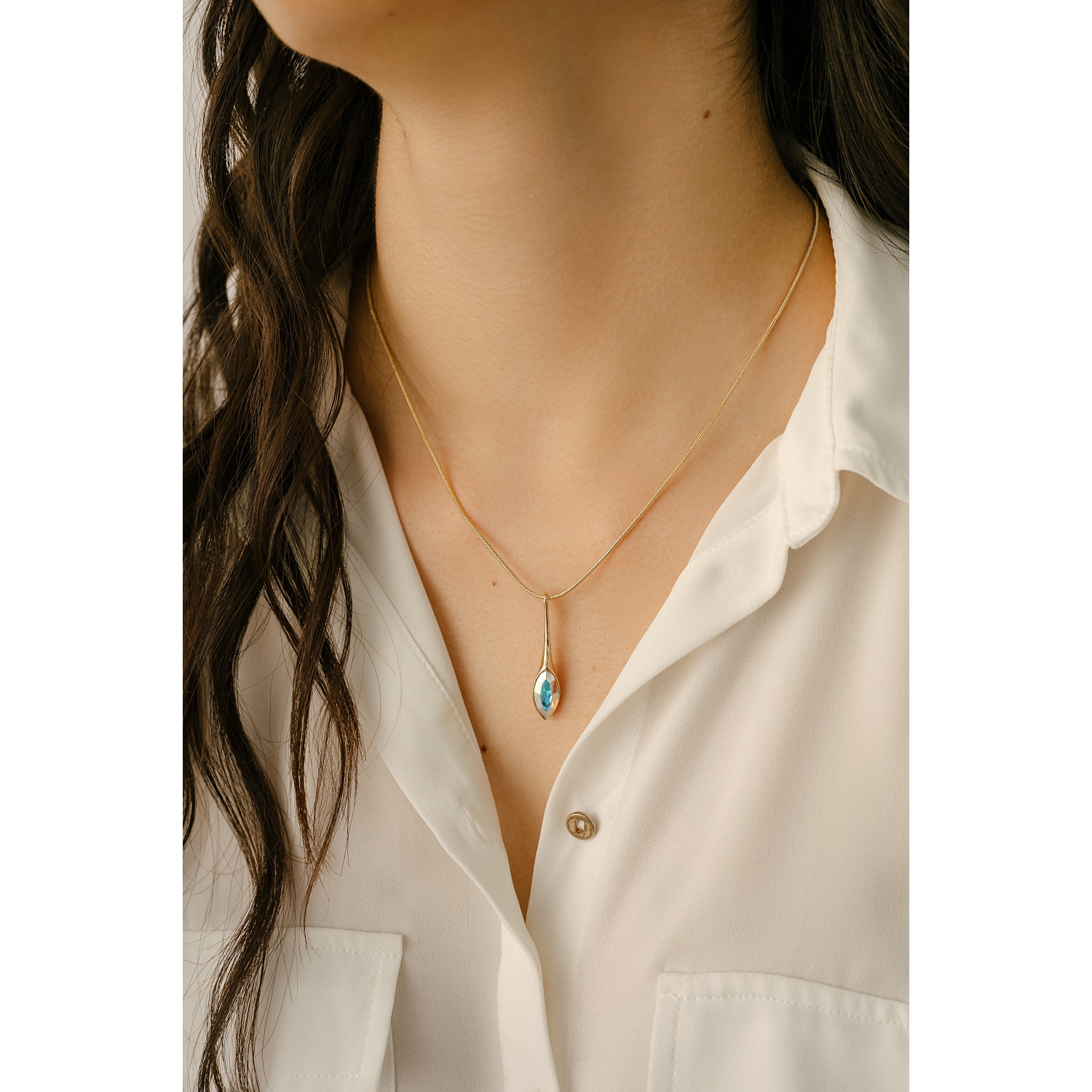 callura Goldtone AB Classic Austrian Crystal Crystal Marquis Pendant Necklace - on Holiday Card