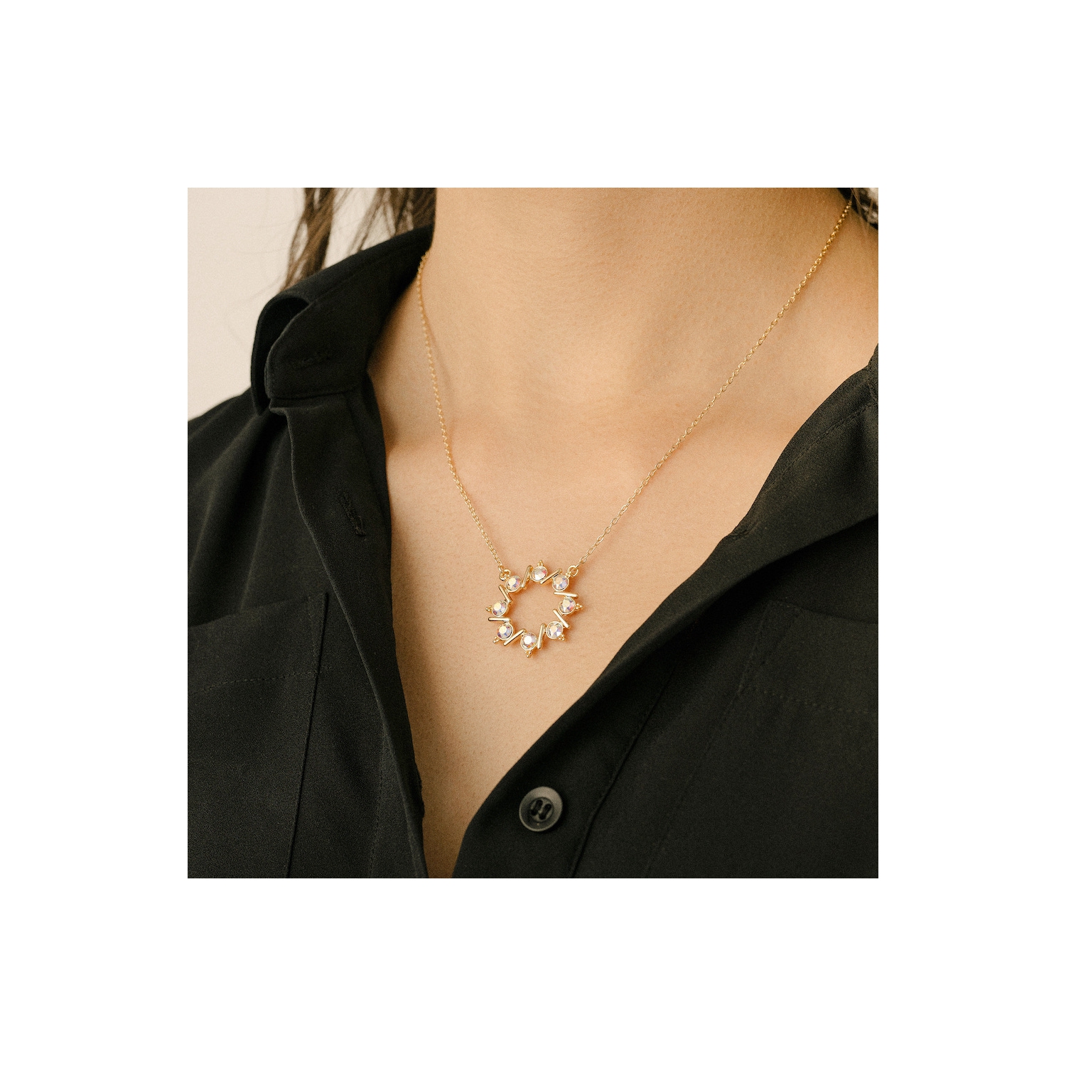 callura Goldtone AB Classic Austrian Crystal Crystal Wreath Pendant Necklace - on Holiday Card