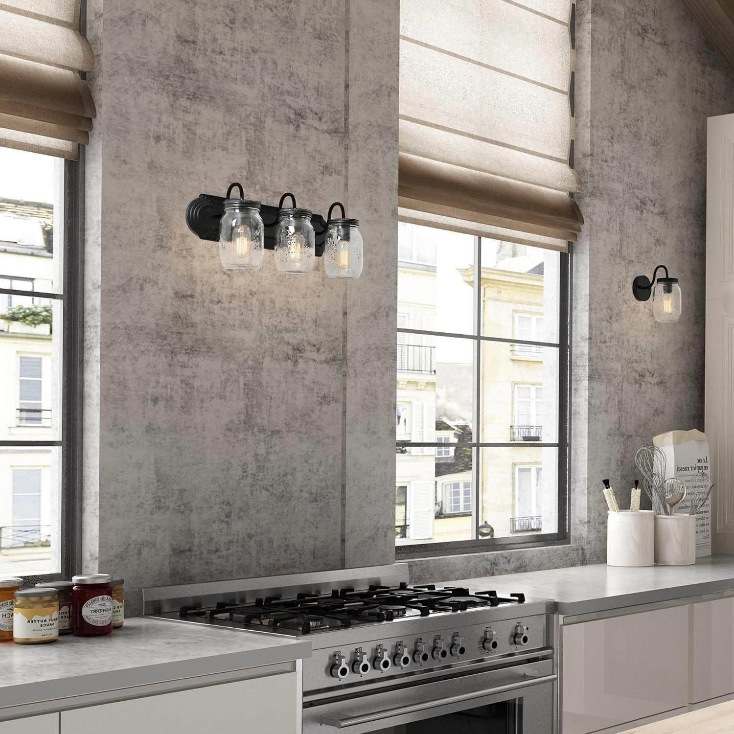 Applique murale pour salle de bain Farmhouse à 3 ampoules, verre