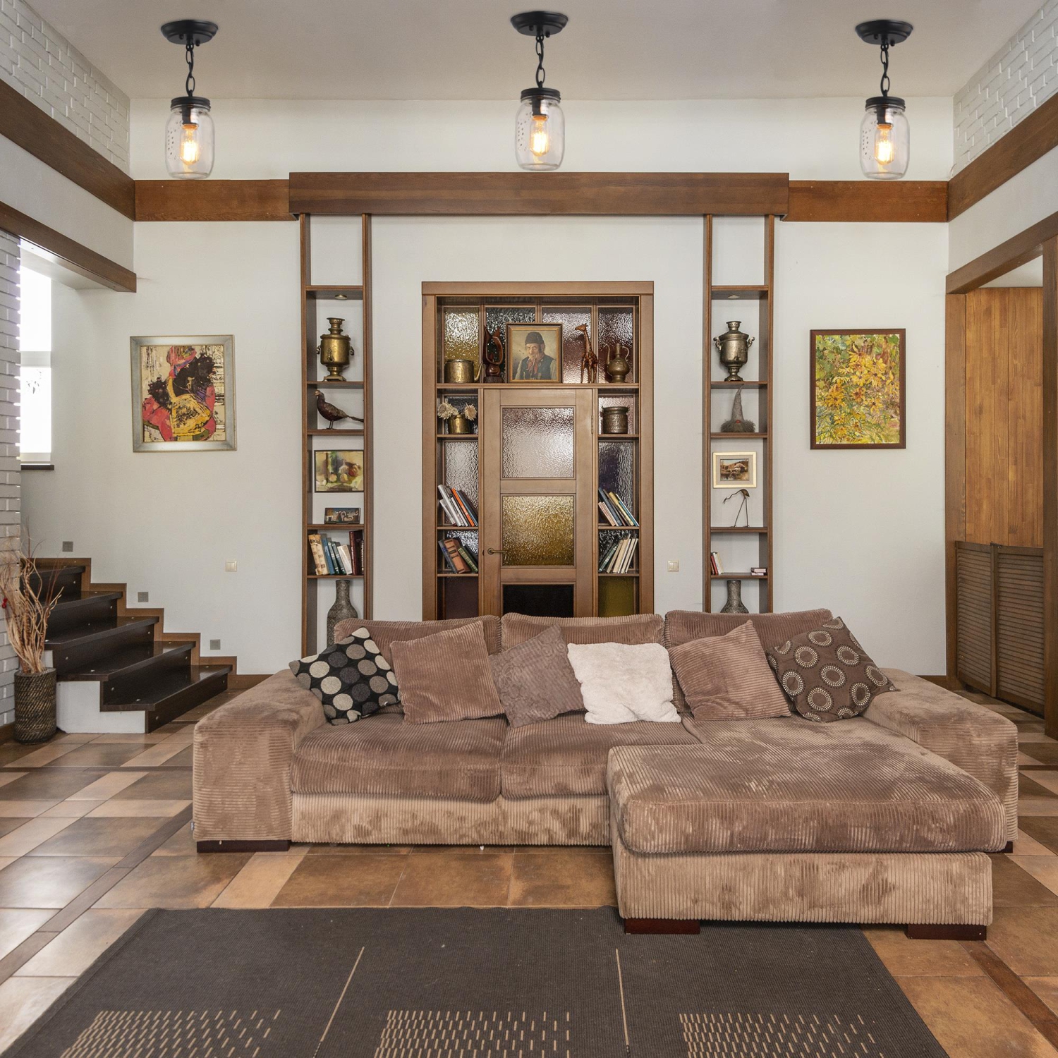 Luminaire suspendu moderne industriel à 1 ampoule, pot en verre, plafonnier semi-encastré