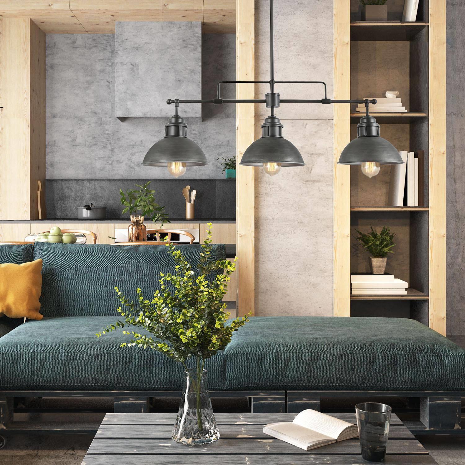 Modern Industrial 3-Light 35.7" Linear Chandelier Island Pendant Light