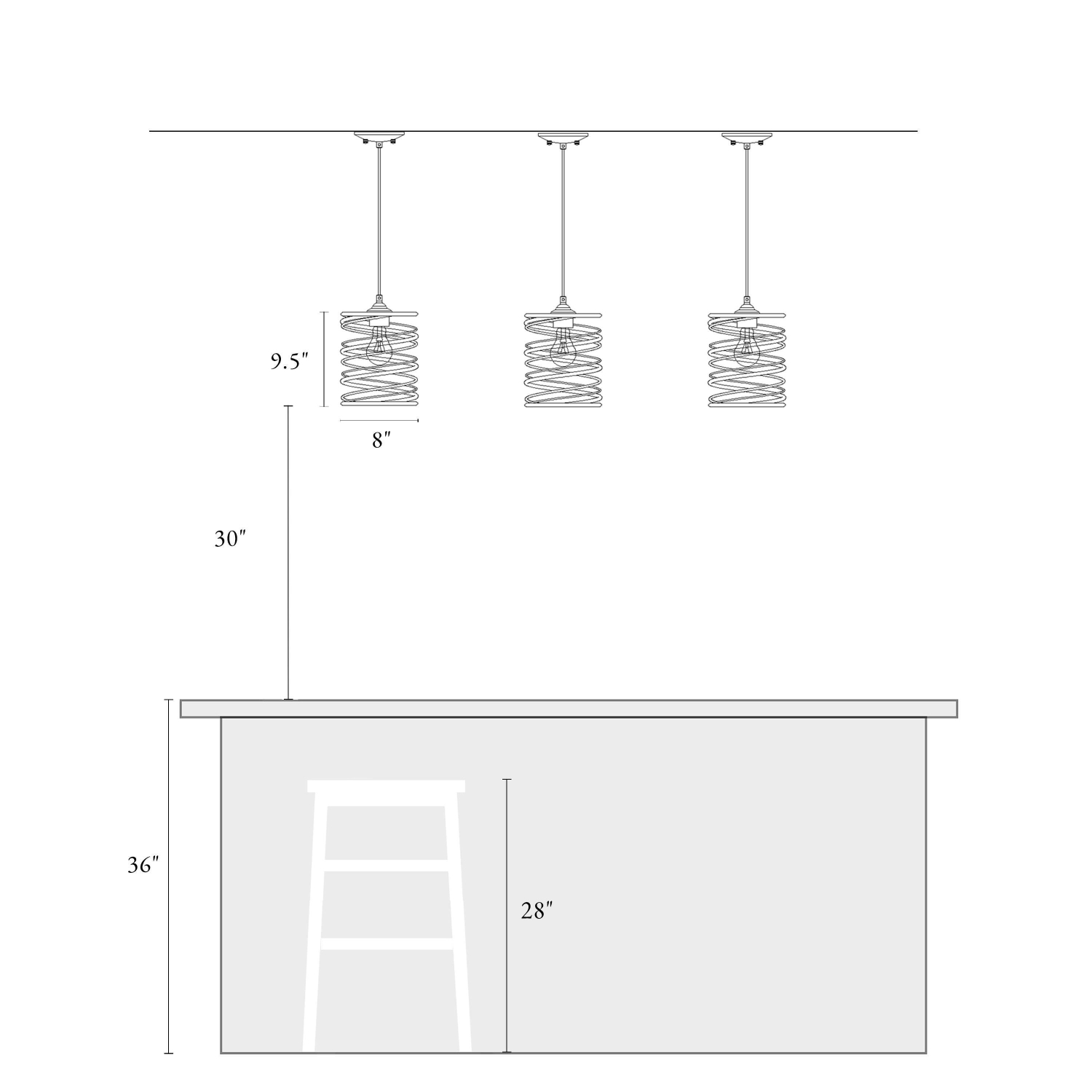 Lampe moderne de style industriel à suspension cylindrique à 1 ampoule Farmhouse