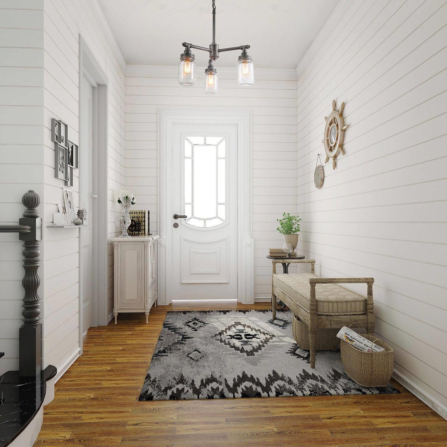 Lustre à 3 lampes en pot de verre