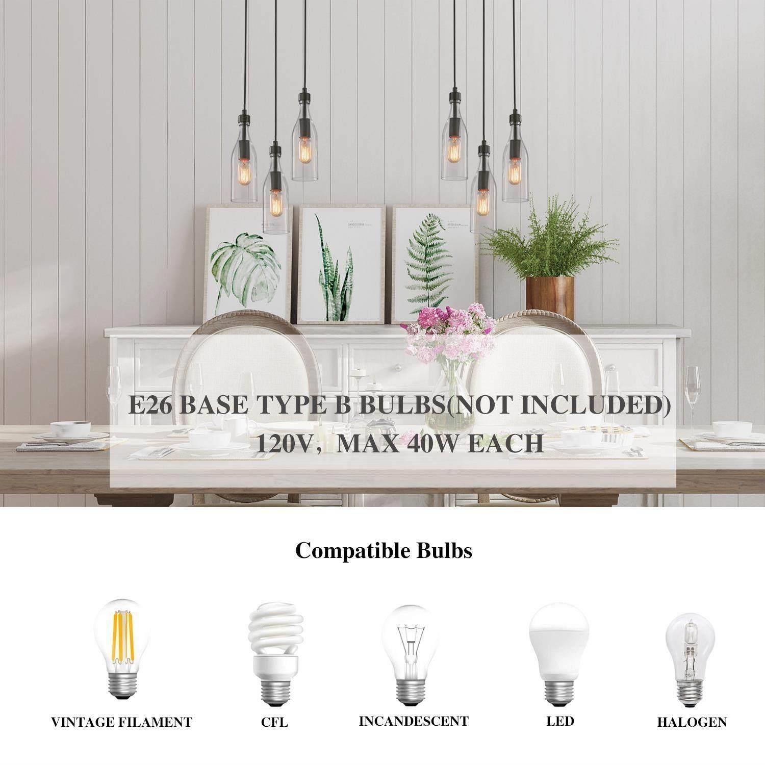 Modern 3-Light Kitchen Island Glass Pendant for Dining Room