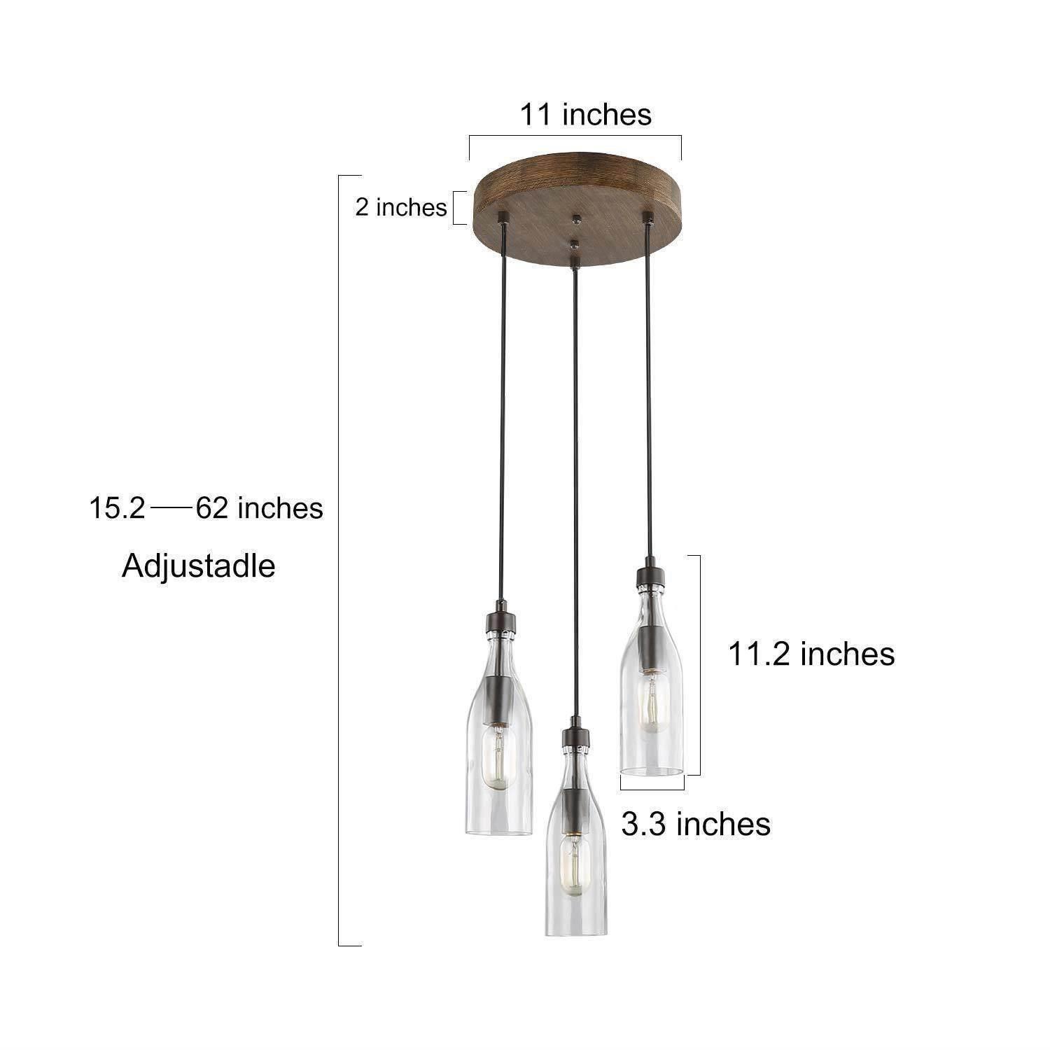 Modern 3-Light Kitchen Island Glass Pendant for Dining Room