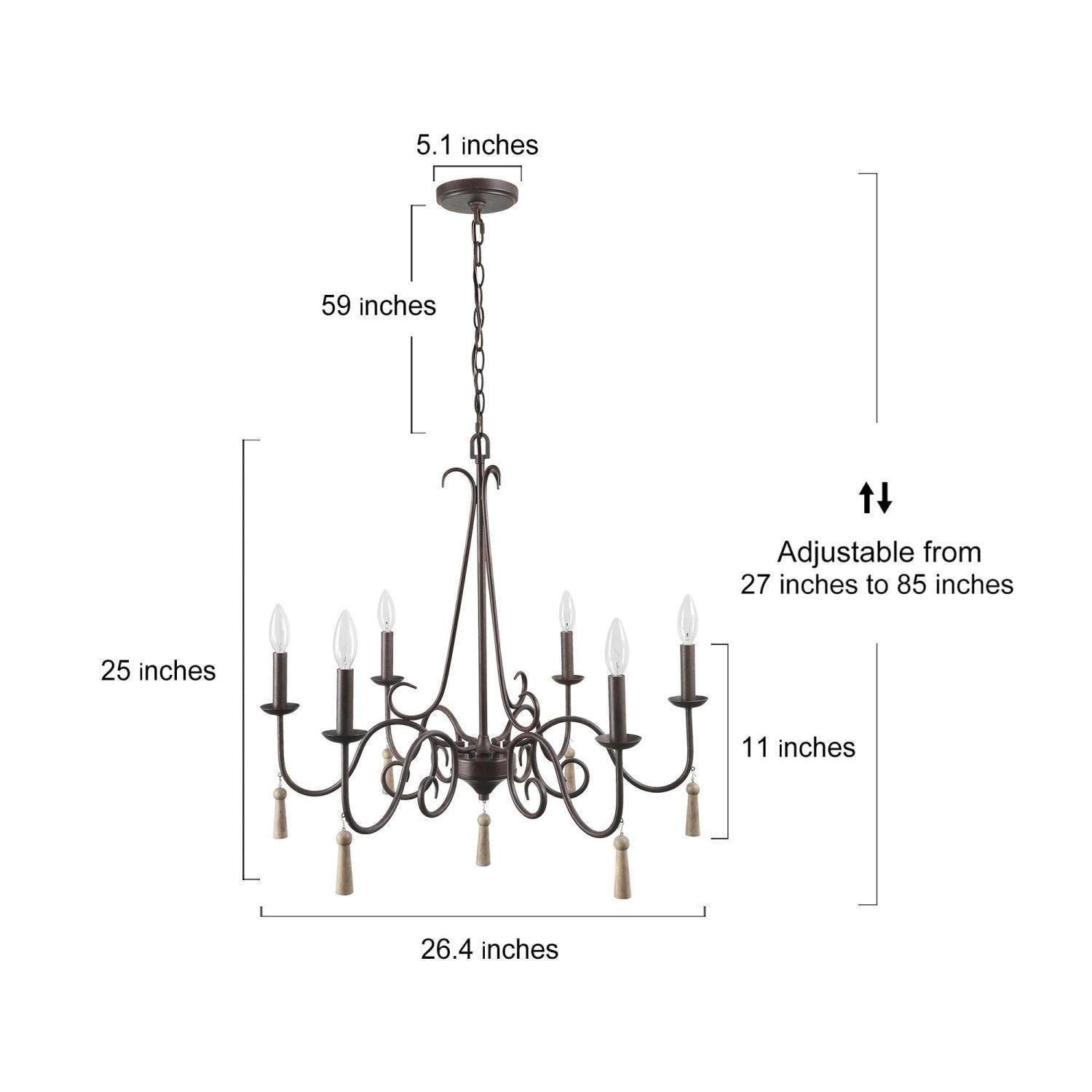 Chandelier champêtre à 6 lumières à DEL français champêtre en forme de roue de chariot pour le salon
