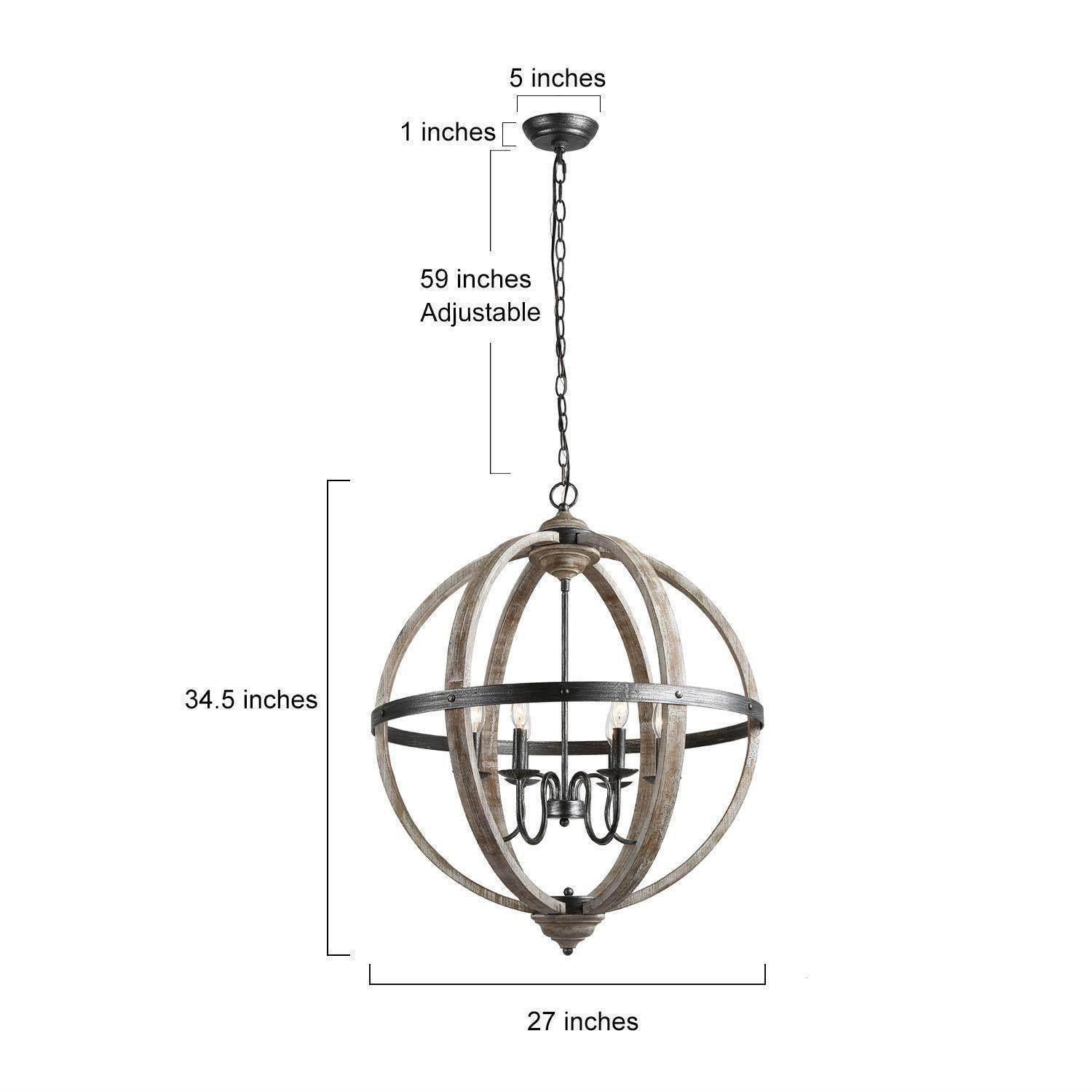 Farmhouse Distressed Wood Chandelier Dining Room Light