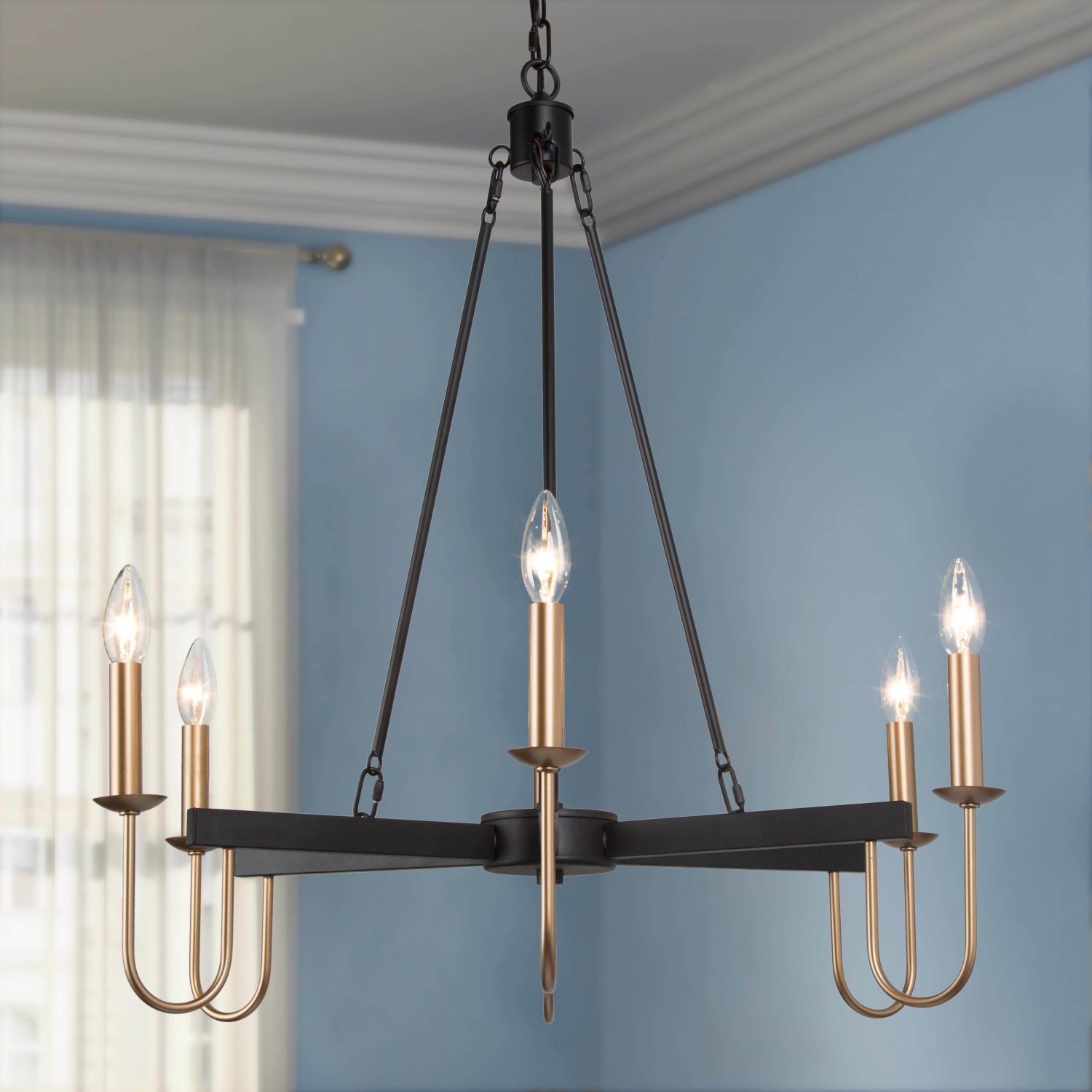 6-Light Modern Black Gold Candle Classsic Chandelier