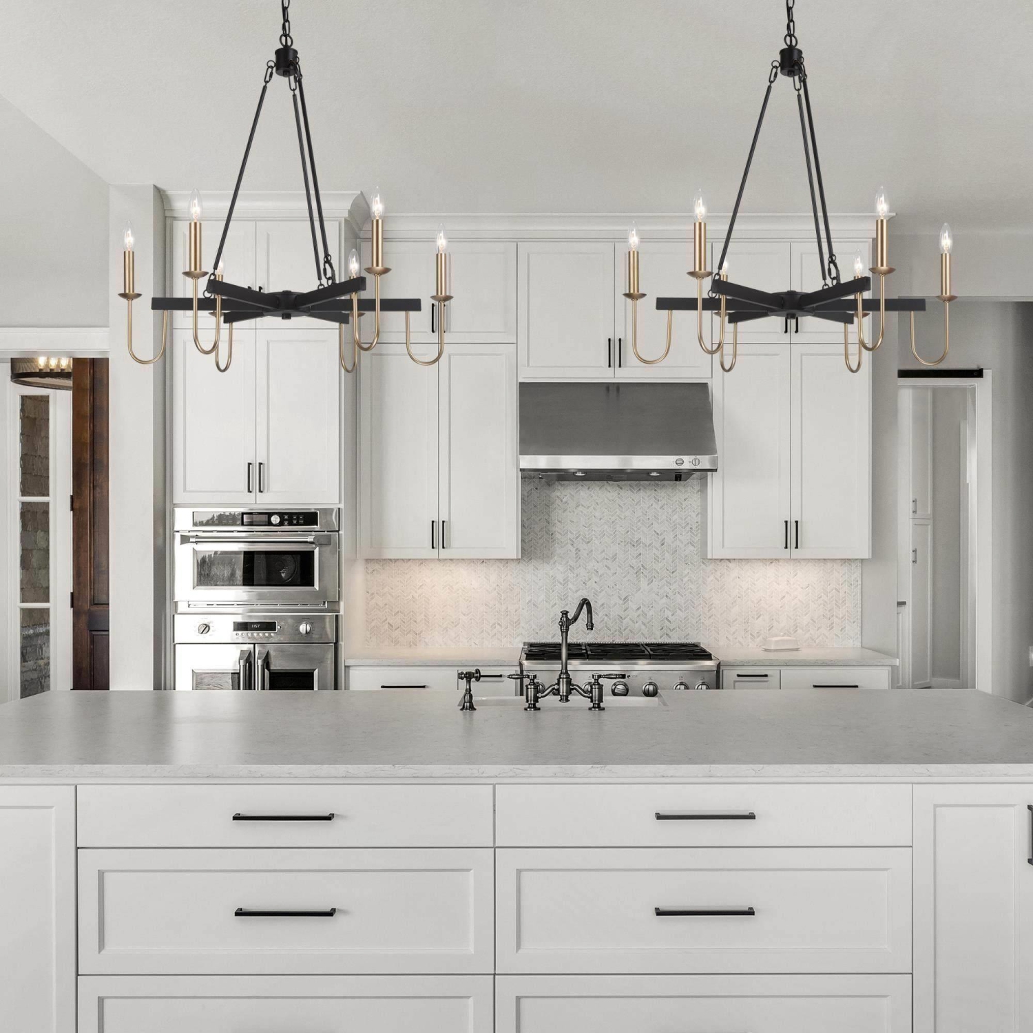 6-Light Modern Black Gold Candle Classsic Chandelier