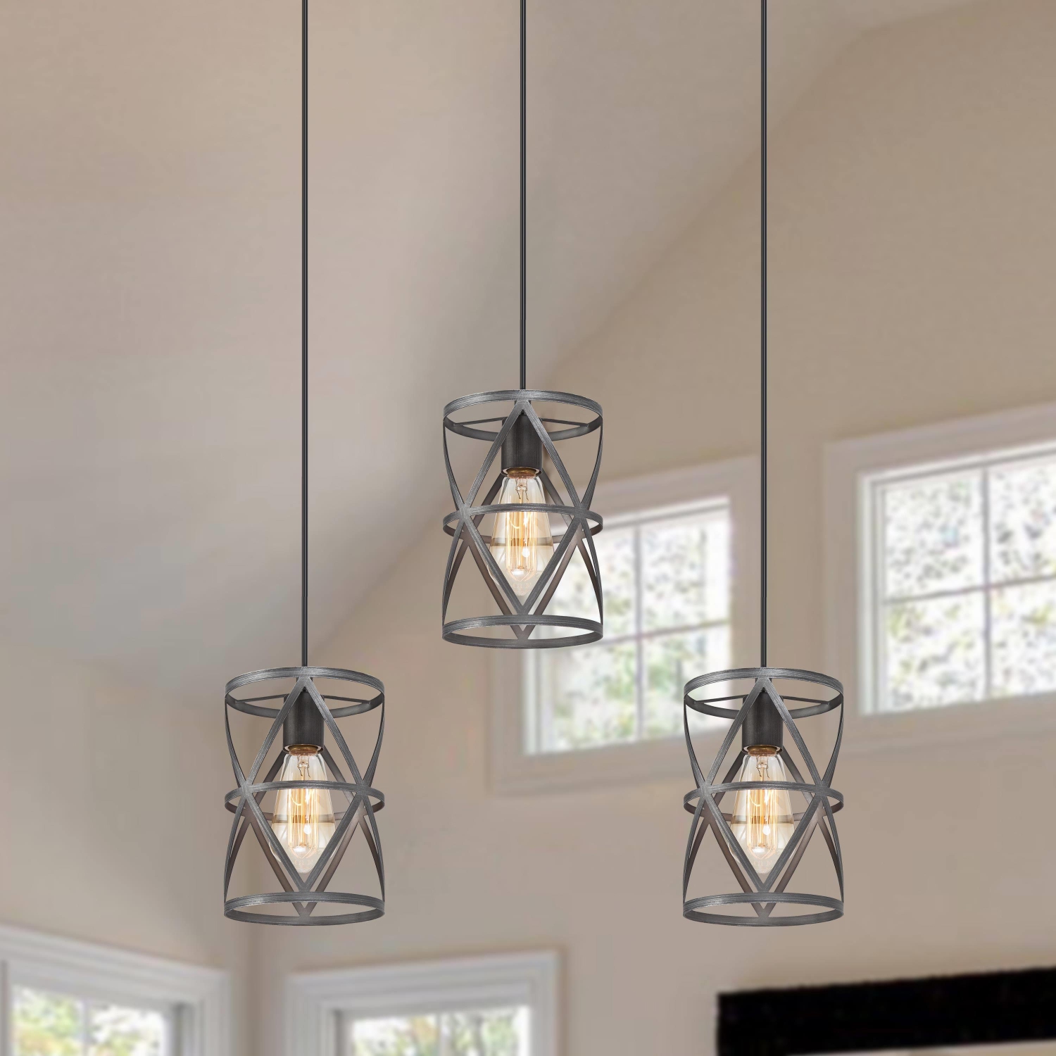1-Light Metal Cylinder Cage Pendant Light