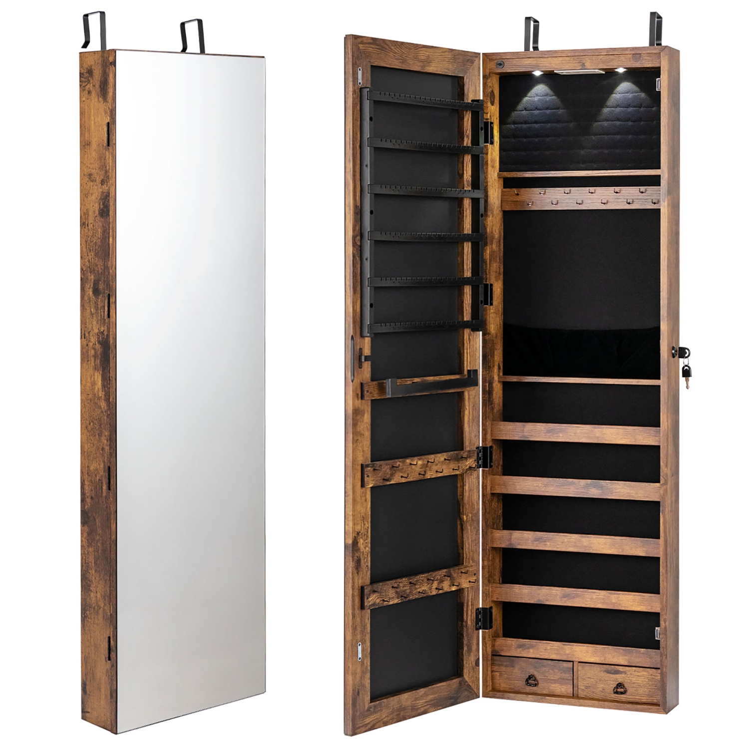 Armoire à bijoux miroir Costway avec 2 lumières LED