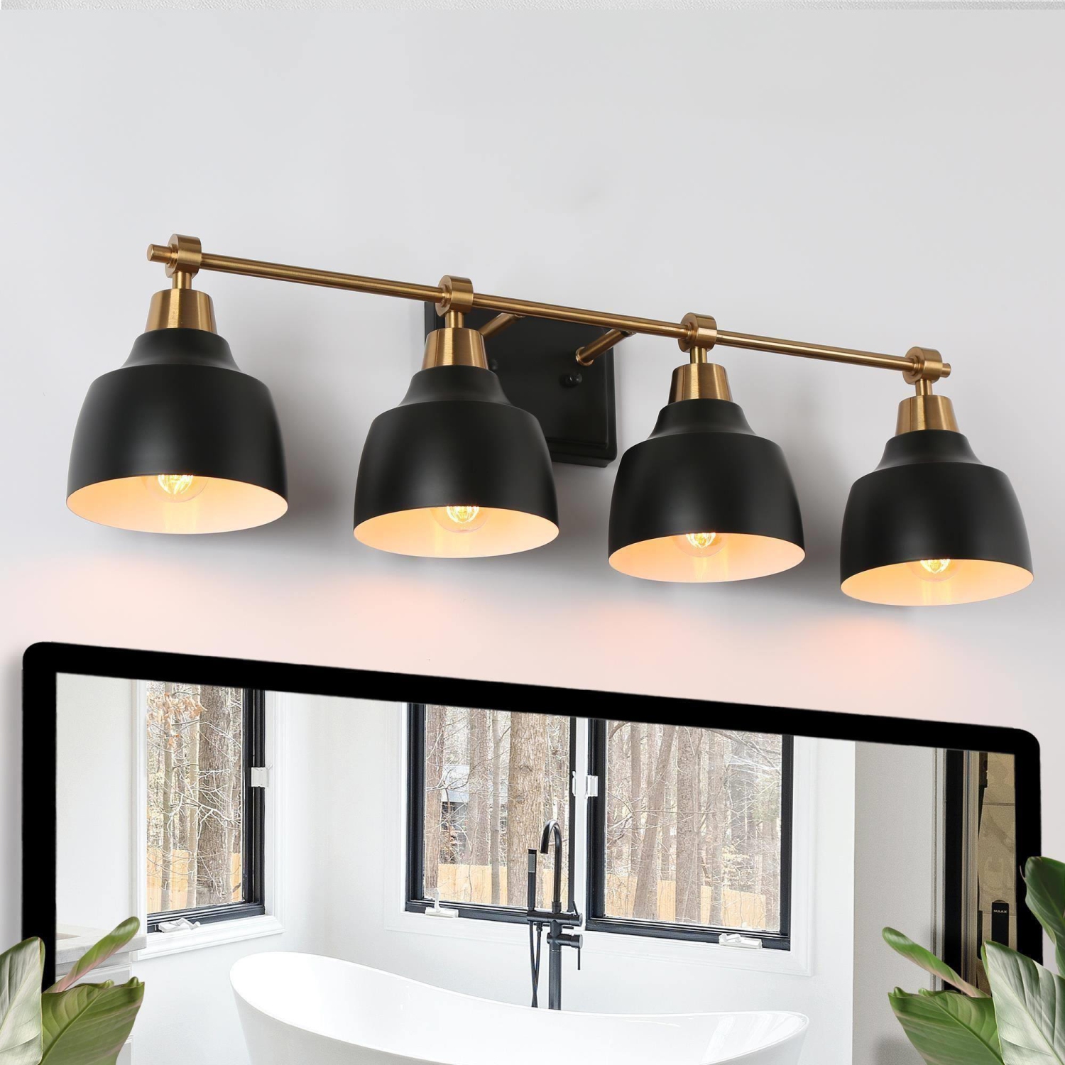3-Light Black Gold Dimmable Bathroom Vanity Light