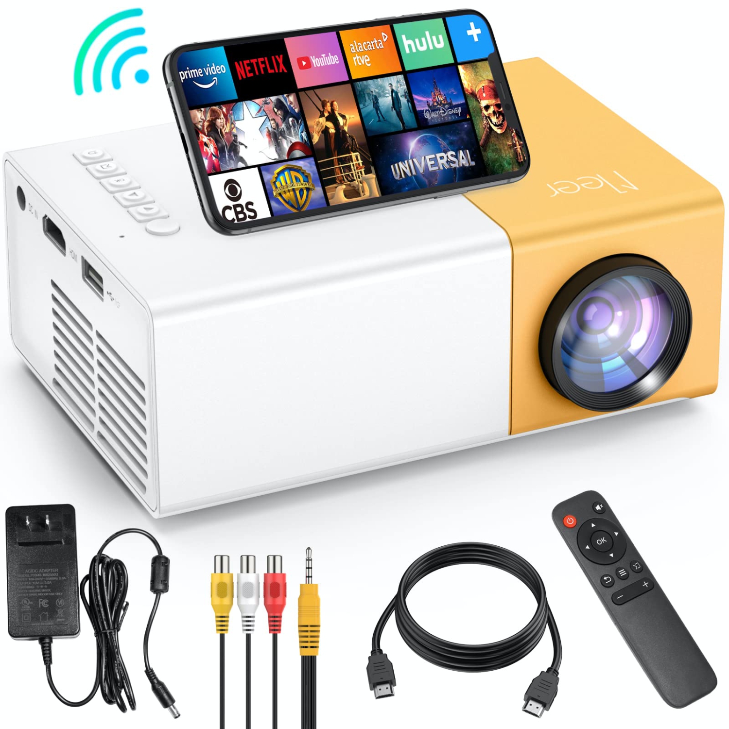 Meer 5G WiFi Mini Projector,Portable Movie Projector,Neat Projector,Proyector Compatible with iphone,Android,Windows,Firesti