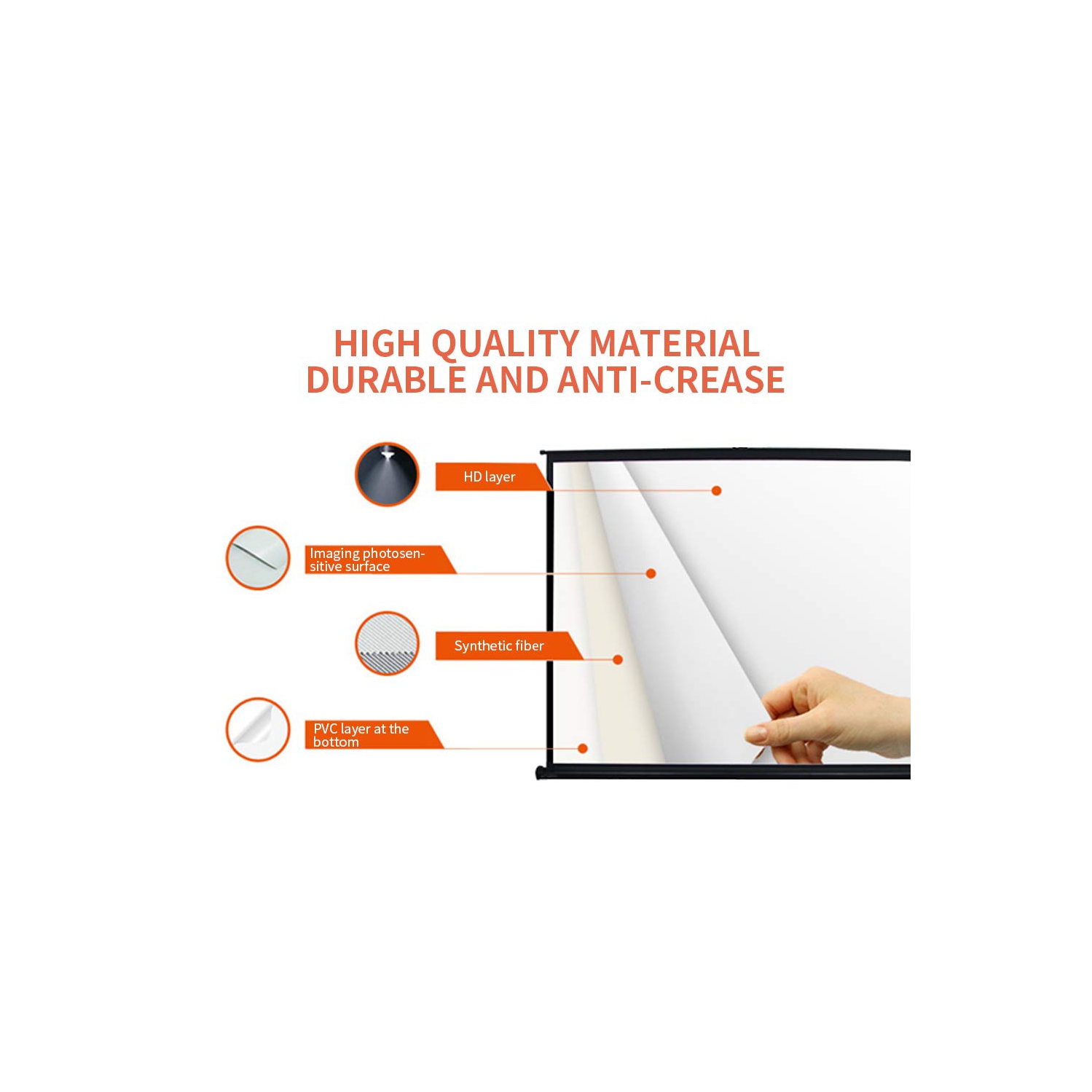 50-inch 4:3 Mobile Screen Table Top Portable Projector Screen Projector Screen Floor-Standing Projection Screen for Office S