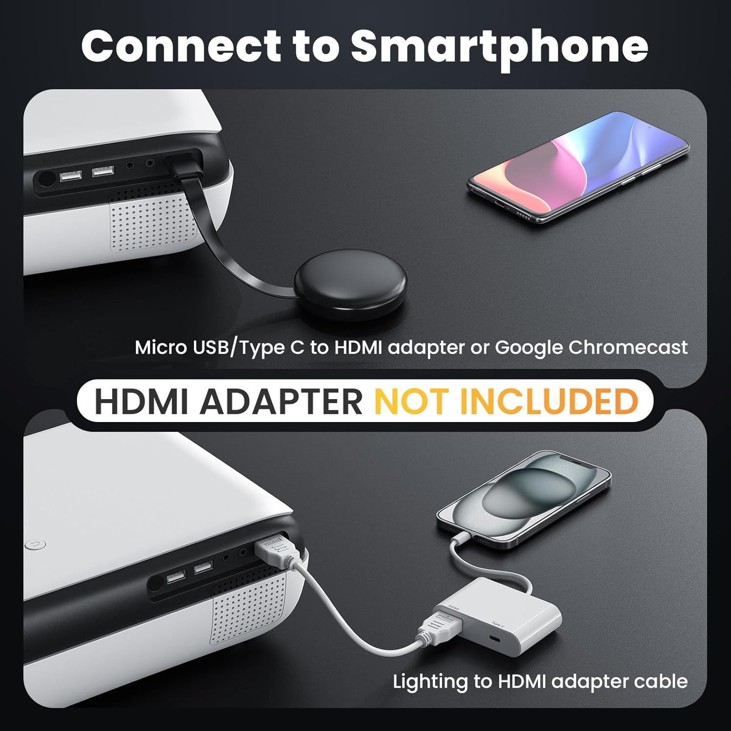 Full HD Supported Mini Movie Projector 1080P Bluetooth Portable for Home Theater Work with TV Stick Android/iPhone Tablet, Laptop, PS5, Xbox HDMI VGA