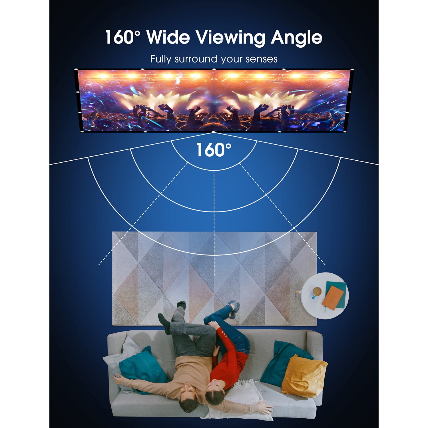 Écran de projection portatif pliable HD 4K 16:9 de 120 po projection films films vidéo écran de soutien avant projection arrière