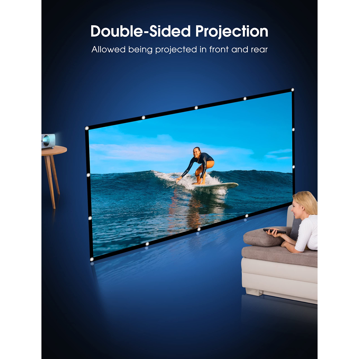 Écran de projection portatif pliable HD 4K 16:9 de 120 po projection films films vidéo écran de soutien avant projection arrière