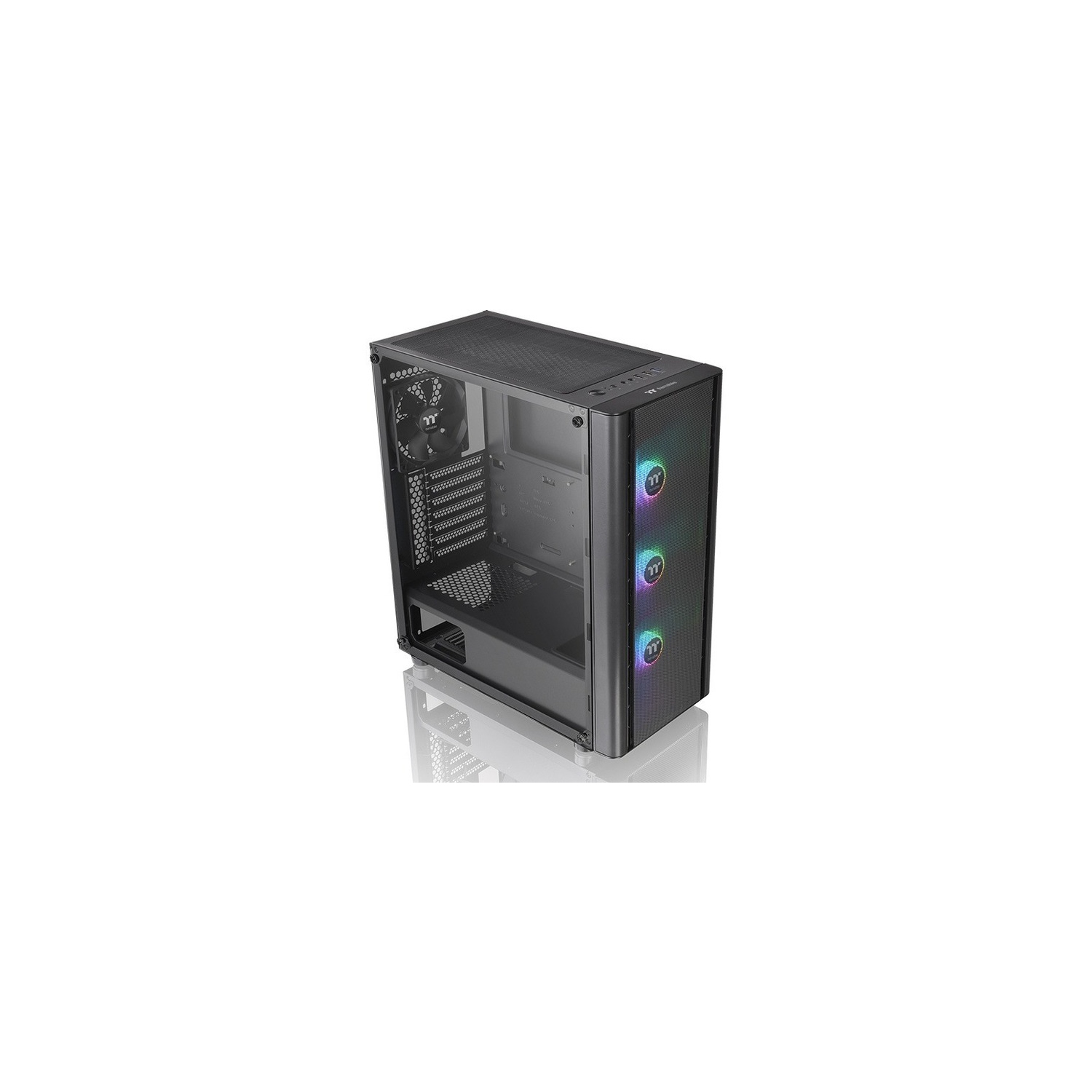 Boîtier d'ordinateur moyen de 4 ventilateurs ATX en verre trempé V250 TG ARGB Air 3 de Thermaltake Noir
