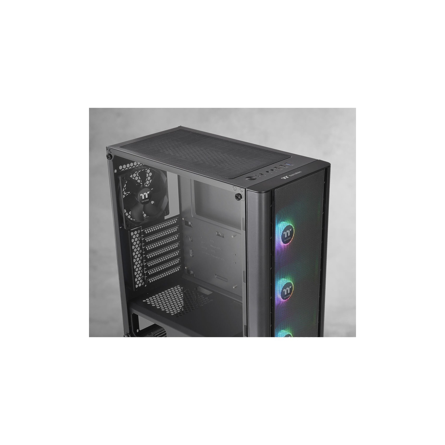 Boîtier d'ordinateur moyen de 4 ventilateurs ATX en verre trempé V250 TG ARGB Air 3 de Thermaltake Noir