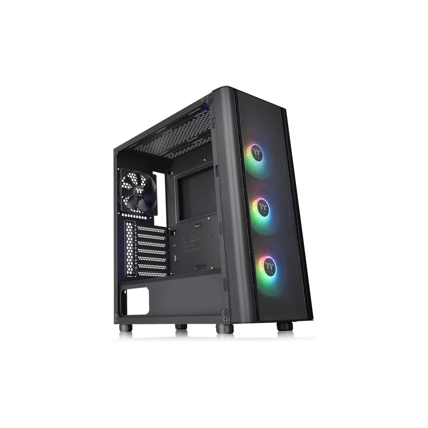 Boîtier d'ordinateur moyen de 4 ventilateurs ATX en verre trempé V250 TG ARGB Air 3 de Thermaltake Noir